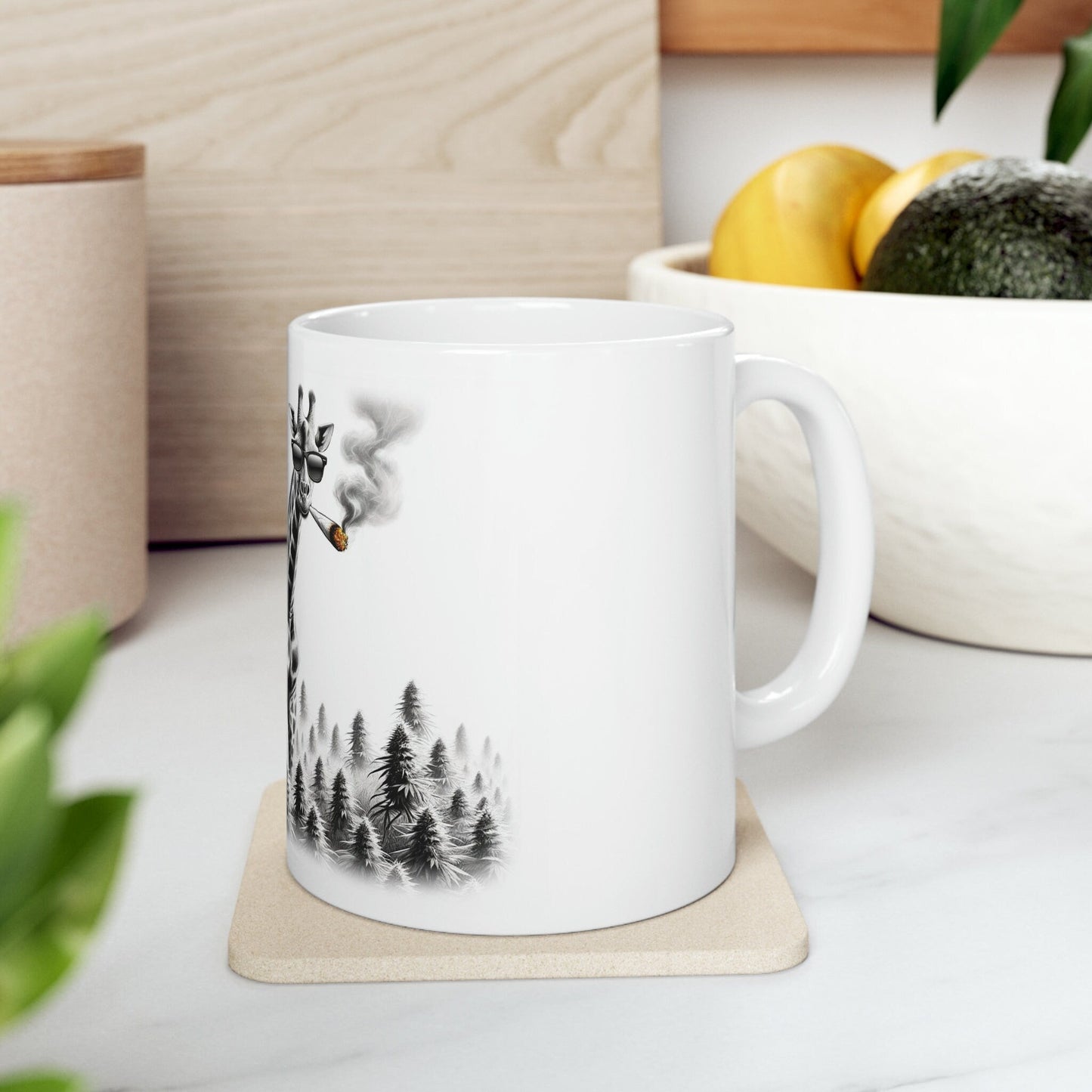 GIRAFFE - WEED Themed Coffee Mugs - Perfect Gift for Smokers, Stoners, Growers; Animal Lovers - Marijuana Mug for Wake and Bake