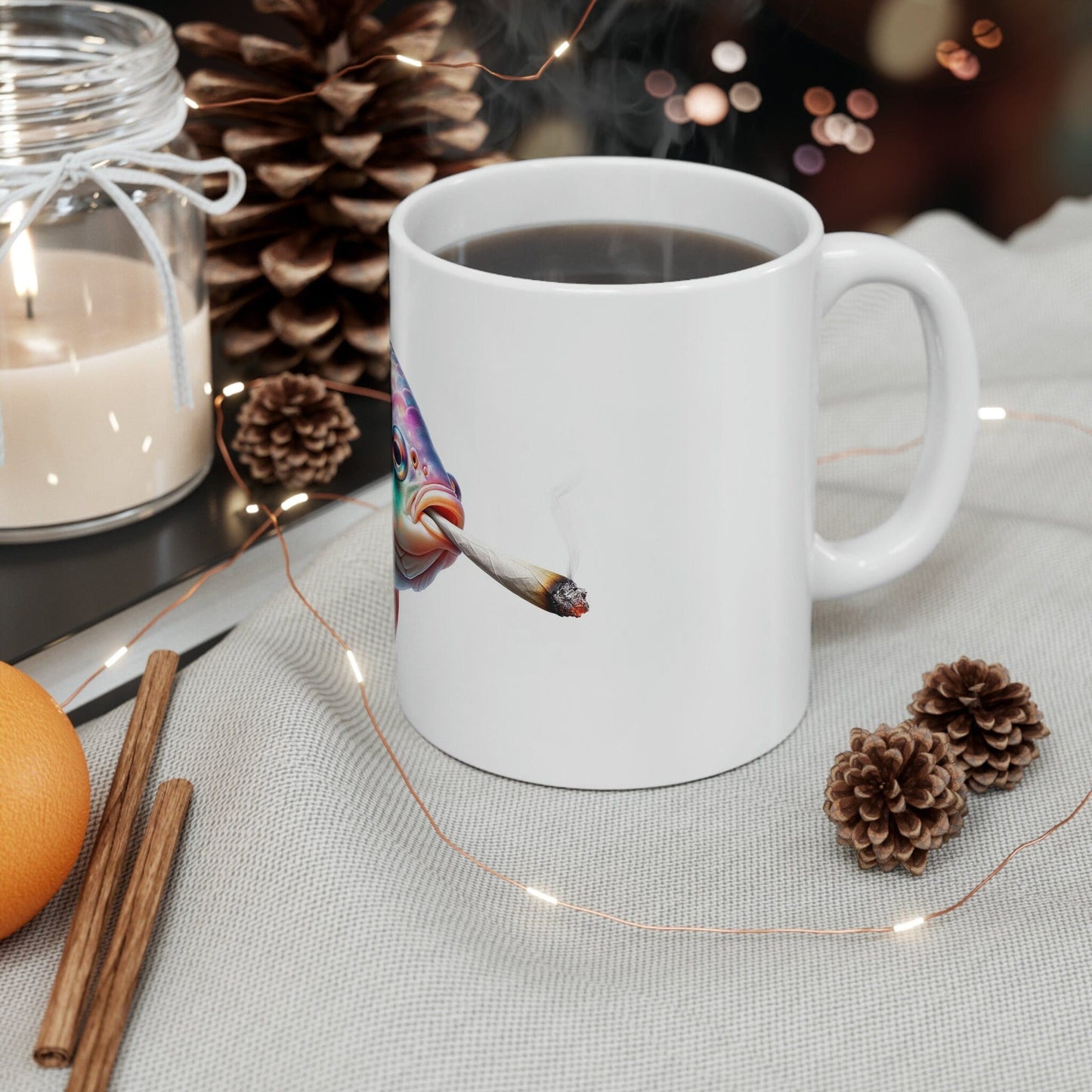 FISH - WEED Themed Coffee Mugs - Perfect Gift for Smokers, Stoners, Growers; Animal Lovers - Marijuana Mug for Wake and Bake