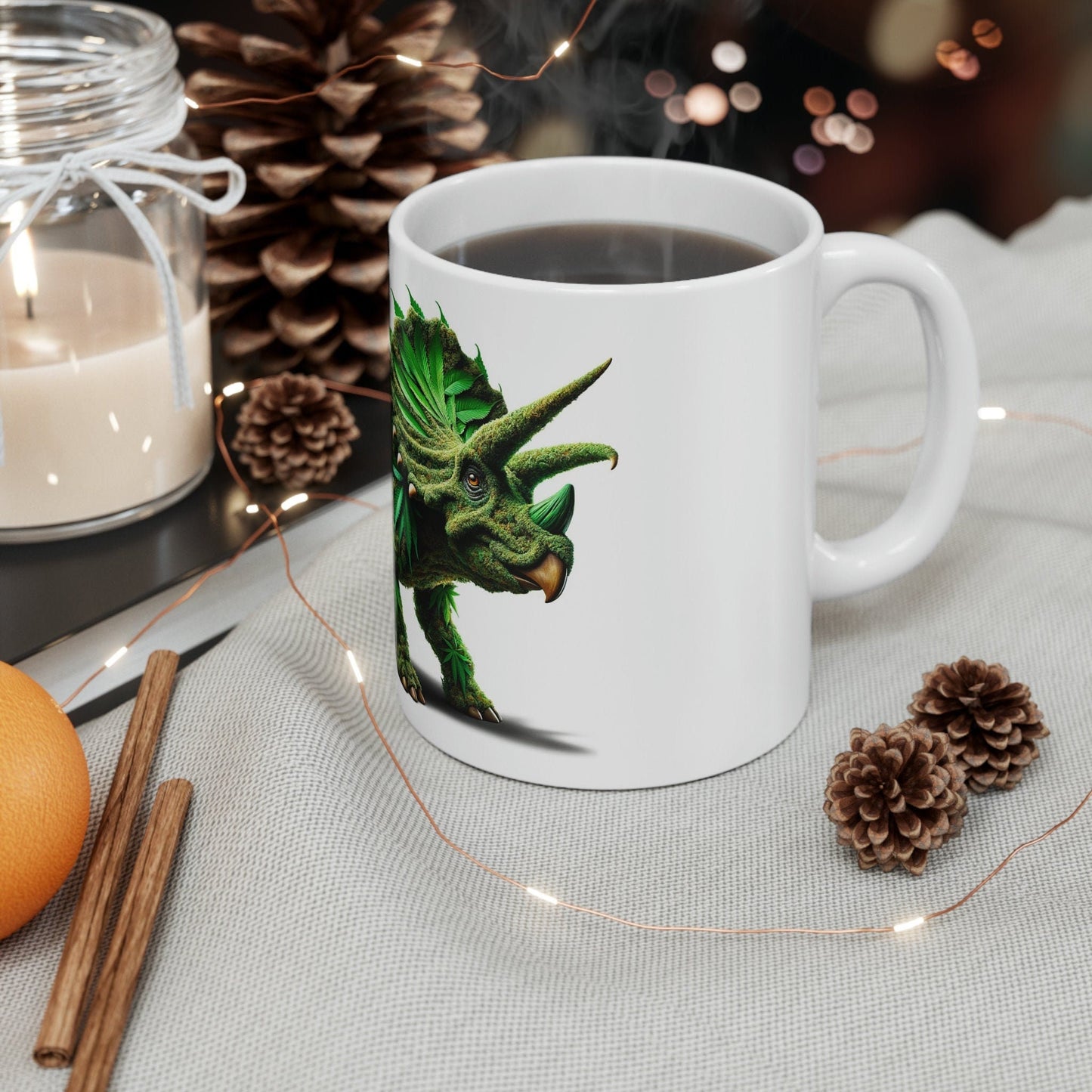 TRICERATOPS - WEED Themed Coffee Mugs - Perfect Gift for Smokers, Stoners, Growers; Animal Lovers - Marijuana Mug for Wake and Bake