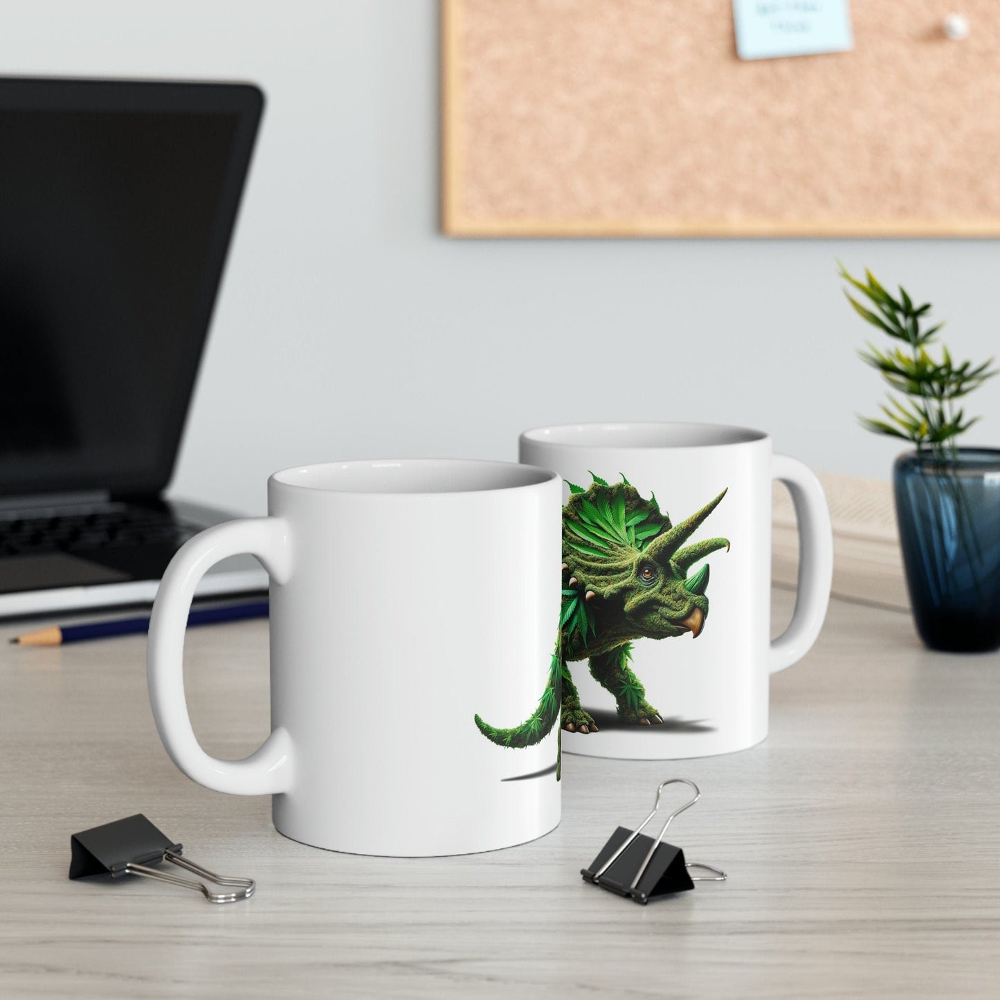 TRICERATOPS - WEED Themed Coffee Mugs - Perfect Gift for Smokers, Stoners, Growers; Animal Lovers - Marijuana Mug for Wake and Bake