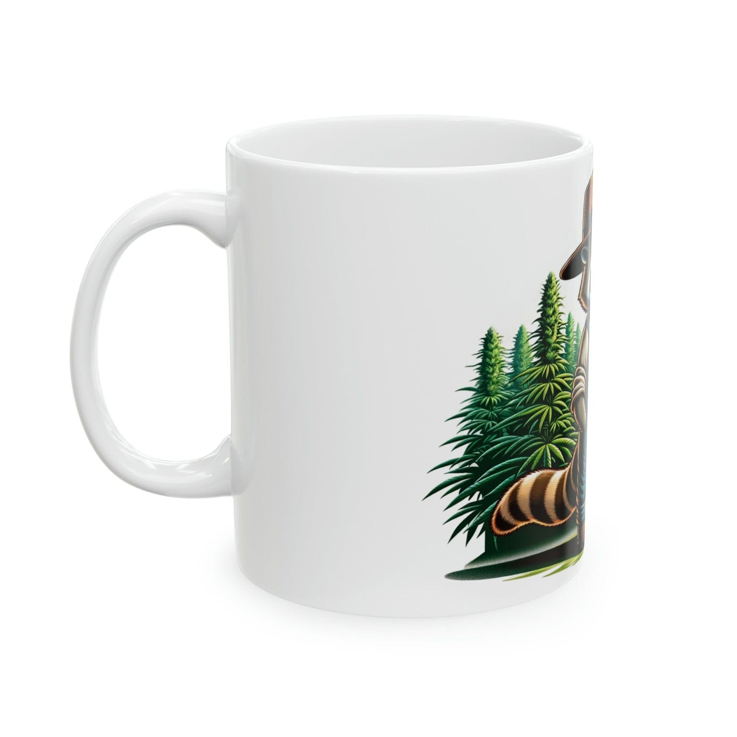 RACCOON - WEED Themed Coffee Mugs - Perfect Gift for Smokers, Stoners, Growers; Animal Lovers - Marijuana Mug for Wake and Bake
