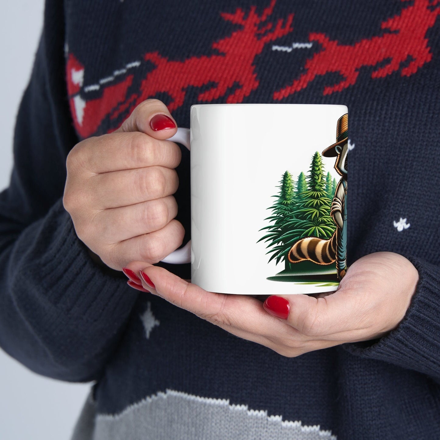 RACCOON - WEED Themed Coffee Mugs - Perfect Gift for Smokers, Stoners, Growers; Animal Lovers - Marijuana Mug for Wake and Bake