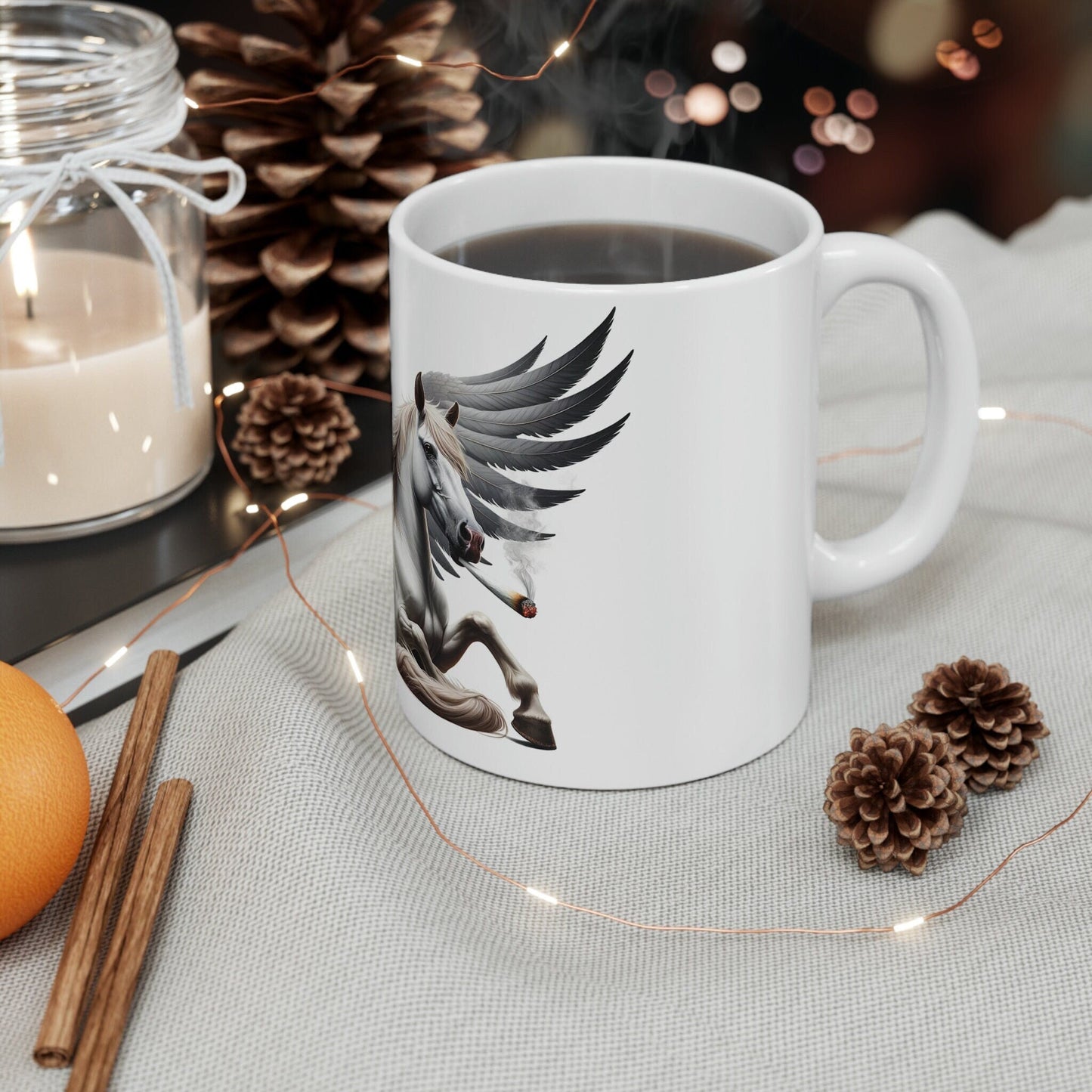 PEGASUS - WEED Themed Coffee Mugs - Perfect Gift for Smokers, Stoners, Growers; Animal Lovers - Marijuana Mug for Wake and Bake