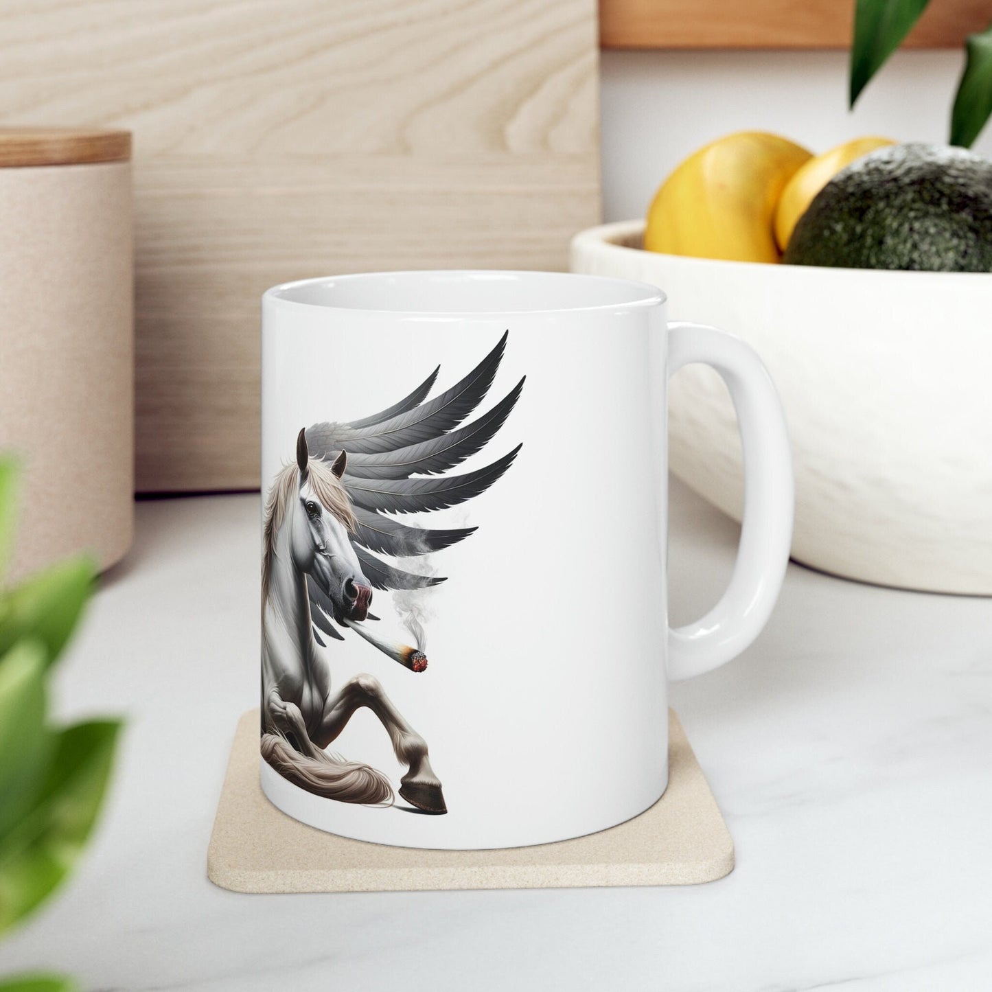 PEGASUS - WEED Themed Coffee Mugs - Perfect Gift for Smokers, Stoners, Growers; Animal Lovers - Marijuana Mug for Wake and Bake