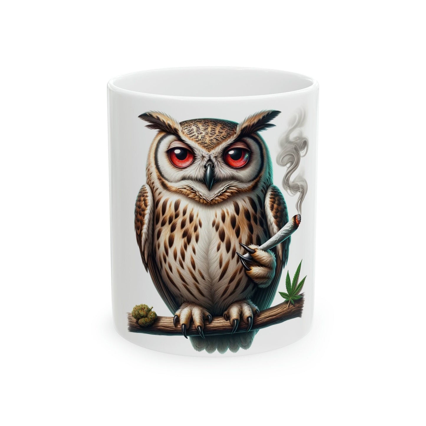 Stoner OWL - WEED Themed Coffee Mugs - Perfect Gift for Smokers, Stoners, Growers; Animal Lovers - Marijuana Mug for Wake and Bake