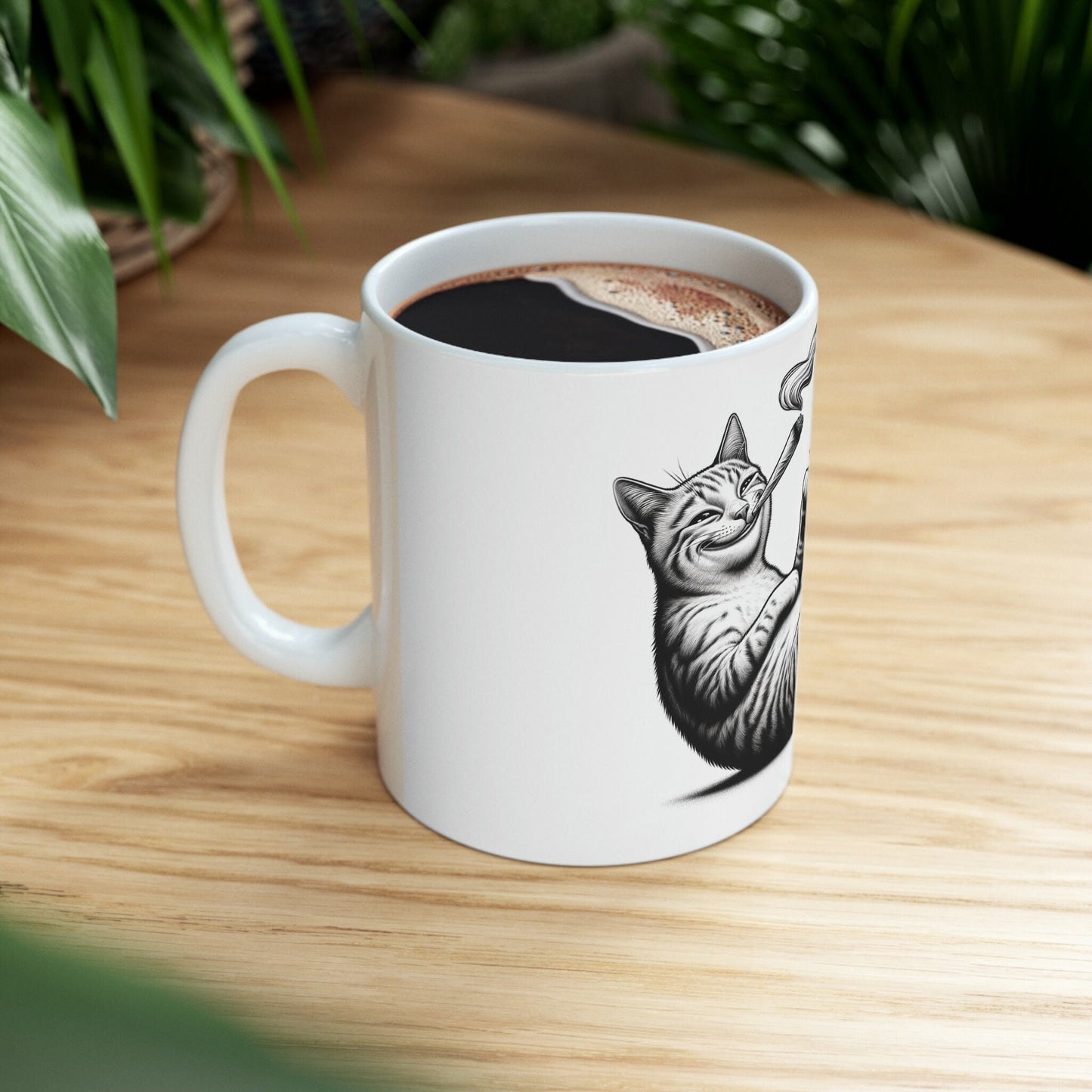 Stoner KITTY - WEED Themed Coffee Mugs - Perfect Gift for Smokers, Stoners, Growers; Animal Lovers - Marijuana Mug for Wake and Bake