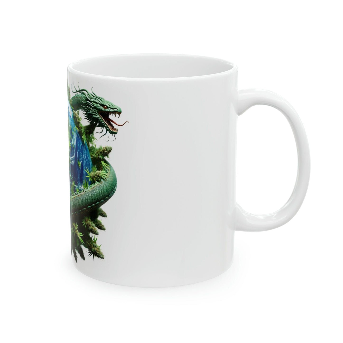 JORMUNGANDR - WEED Themed Coffee Mugs - Perfect Gift for Smokers, Stoners, Growers; Animal Lovers - Marijuana Mug for Wake and Bake