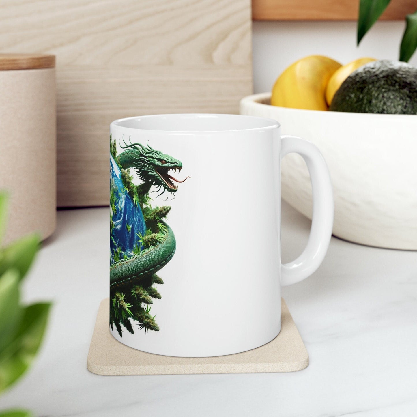 JORMUNGANDR - WEED Themed Coffee Mugs - Perfect Gift for Smokers, Stoners, Growers; Animal Lovers - Marijuana Mug for Wake and Bake