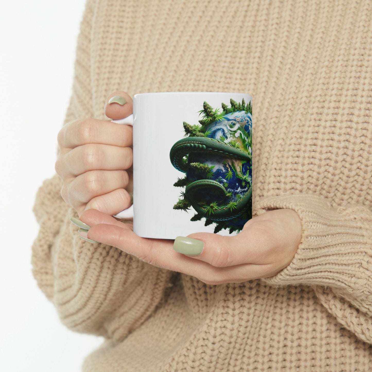 JORMUNGANDR - WEED Themed Coffee Mugs - Perfect Gift for Smokers, Stoners, Growers; Animal Lovers - Marijuana Mug for Wake and Bake