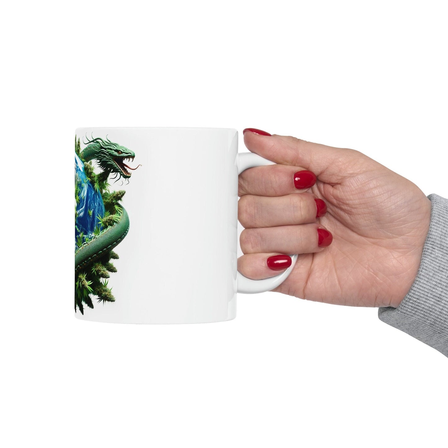 JORMUNGANDR - WEED Themed Coffee Mugs - Perfect Gift for Smokers, Stoners, Growers; Animal Lovers - Marijuana Mug for Wake and Bake