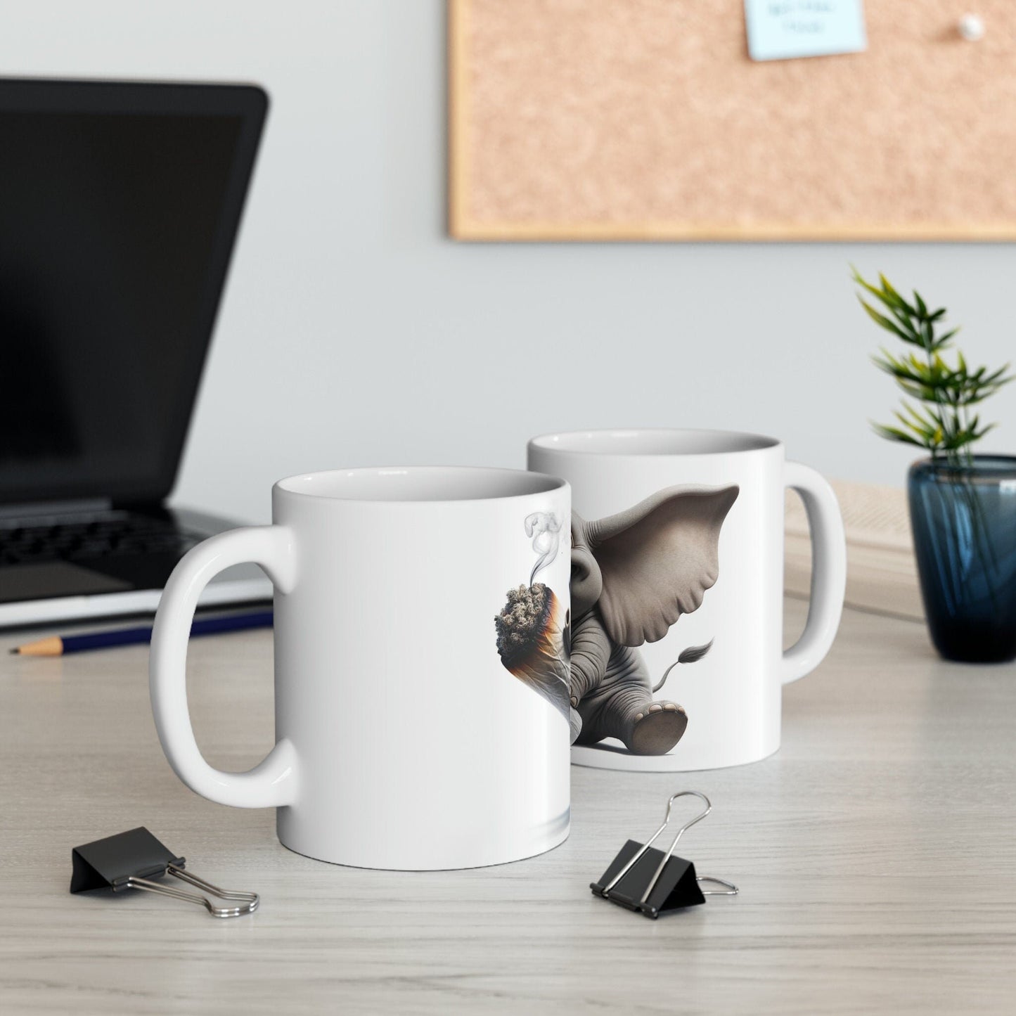 Baby ELEPHANT - WEED Themed Coffee Mugs - Perfect Gift for Smokers, Stoners, Growers; Animal Lovers - Marijuana Mug for Wake and Bake