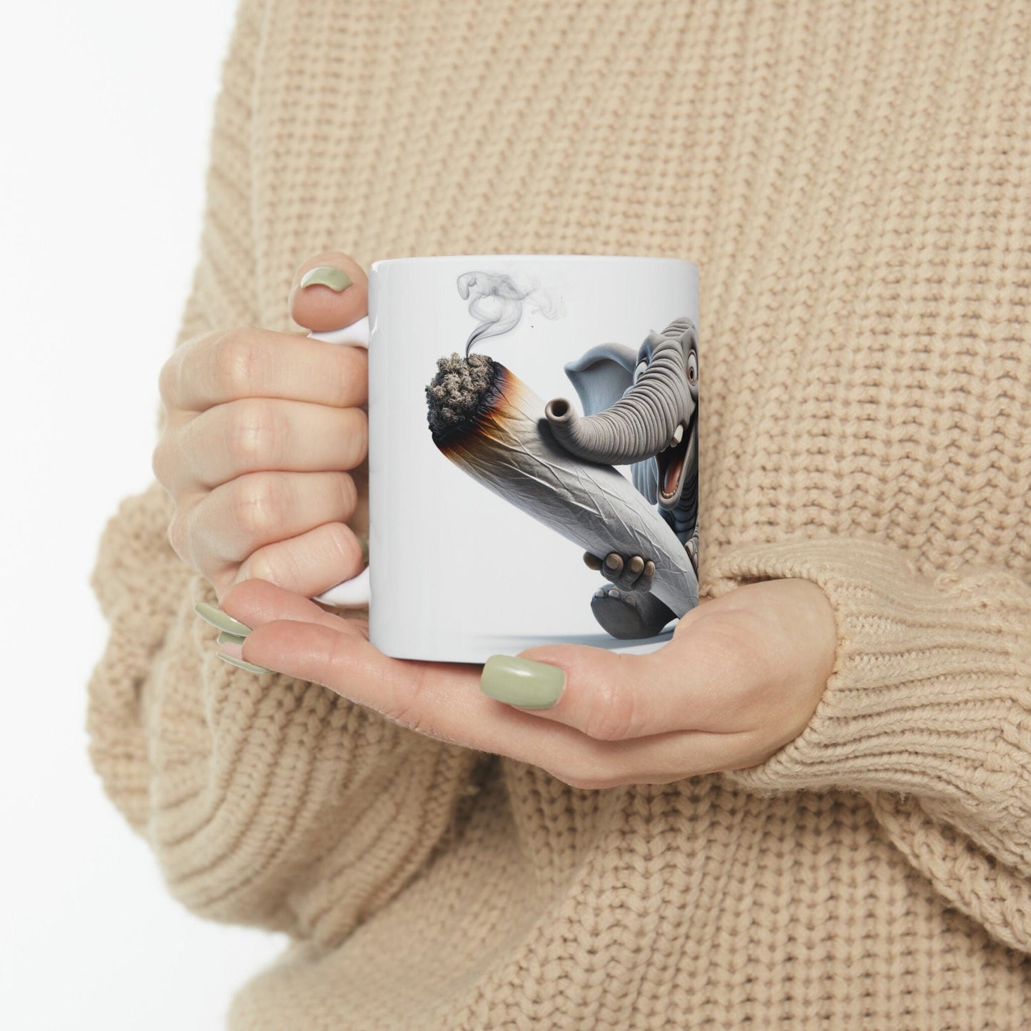 Baby ELEPHANT - WEED Themed Coffee Mugs - Perfect Gift for Smokers, Stoners, Growers; Animal Lovers - Marijuana Mug for Wake and Bake