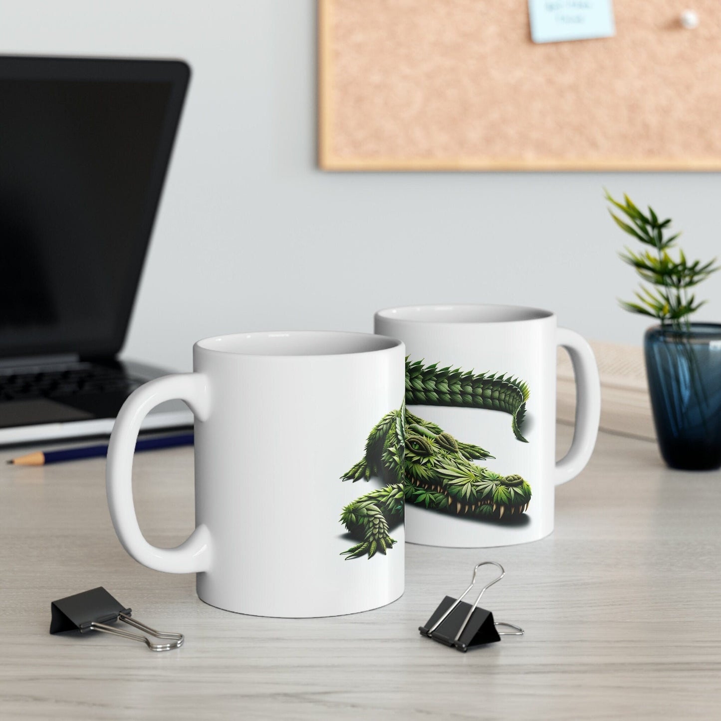 WEED CROCODILE - Marijuana Themed Coffee Mugs - Perfect Gift for Smokers, Stoners, Marijuana Lovers, Growers; Weed Mug for Wake and Bake