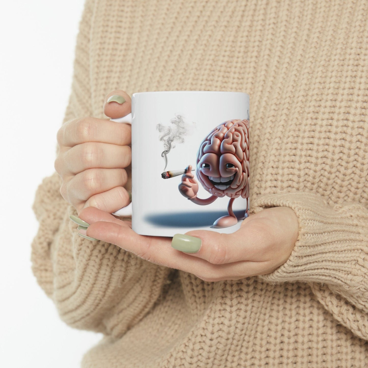 Stoner BRAIN - WEED Themed Coffee Mugs - Perfect Gift for Smokers, Stoners, Marijuana Lovers, Growers; Smoker - Wake and Bake