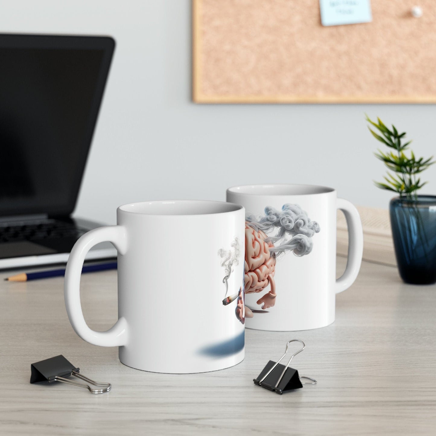Stoner BRAIN - WEED Themed Coffee Mugs - Perfect Gift for Smokers, Stoners, Marijuana Lovers, Growers; Smoker - Wake and Bake
