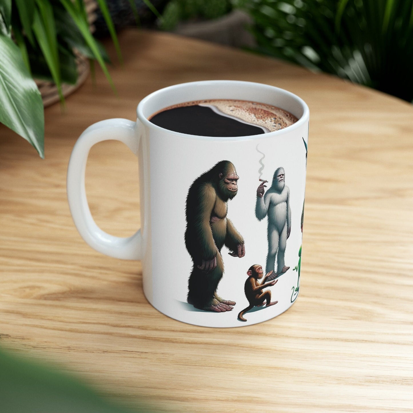BIGFOOT & ALIEN Circle - WEED Themed Coffee Mugs - Perfect Gift for Smokers, Stoners, Marijuana Lover, Growers; Smokers - Wake and Bake