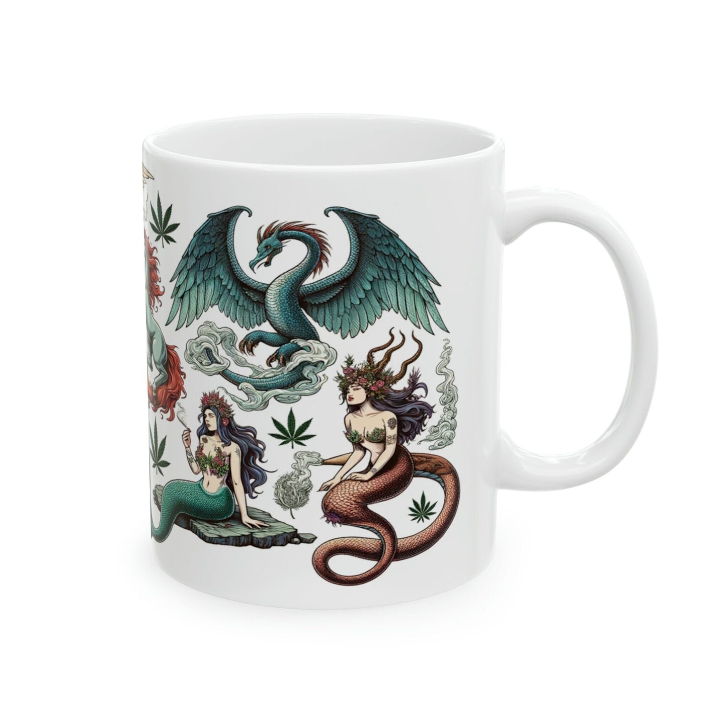 MYTHICAL CREATURES - WEED Themed Coffee Mugs - Perfect Gift for Smokers, Stoners, Marijuana Lovers, Growers; Smoker - Wake and Bake