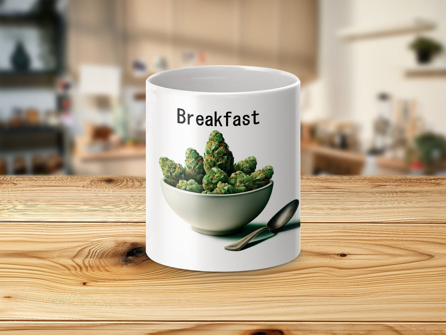 BREAKFAST - WEED Themed Coffee Mugs - Perfect Gift for Smokers, Stoners, Marijuana Lovers, Growers; Smoker Enthusiasts - Wake and Bake
