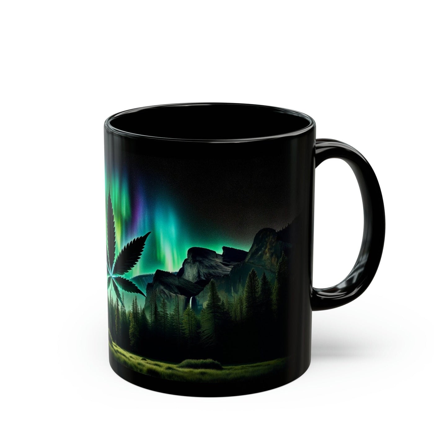 NORTHERN LIGHTS WEED - Black Themed Coffee Mugs - Perfect Gift for Smokers, Stoners, Marijuana Lovers, Growers; Weed or Smoke Enthusiasts