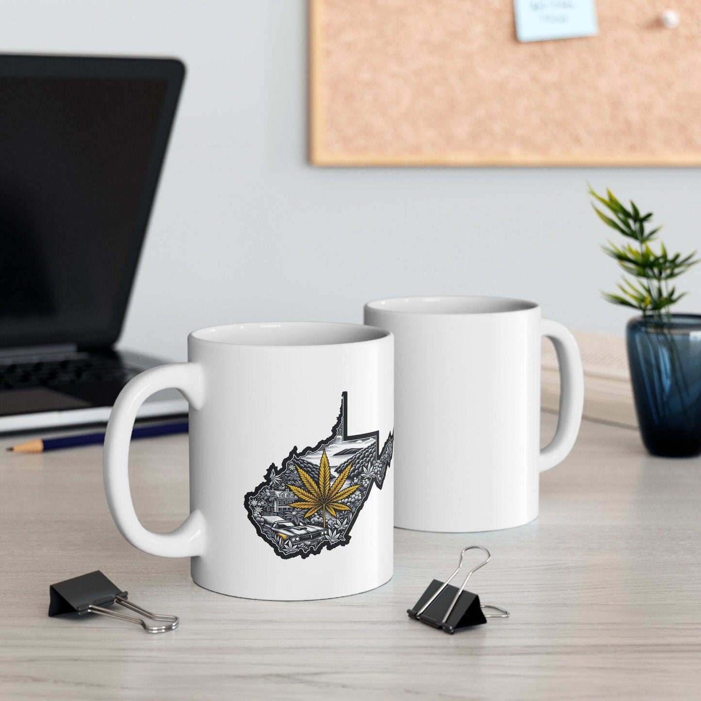 WEST VIRGINIA Weed Mug - State Themed Coffee Mugs, Marijuana Graphic - Perfect Gift for Smokers, Weed Lovers, Stoners - Cannabis Decor
