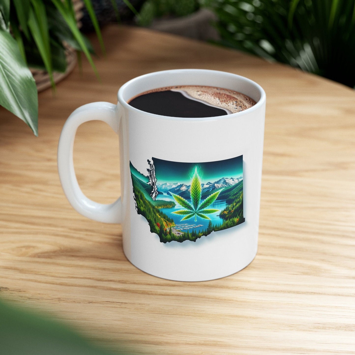 WASHINGTON Weed Mug - State Themed Coffee Mugs, Marijuana Graphic - Perfect Gift for Smokers, Weed Lovers, Stoners - Cannabis Decor