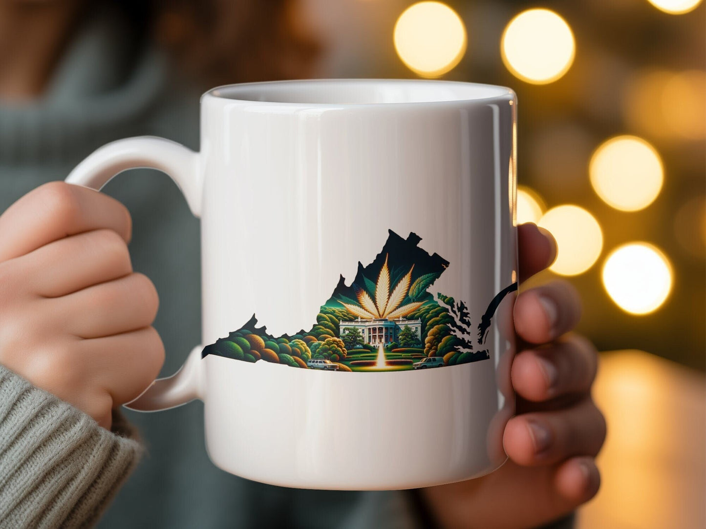 VIRGINIA Weed Mug - State Themed Coffee Mugs, Marijuana Graphic - Perfect Gift for Smokers, Weed Lovers, Stoners - Cannabis Decor