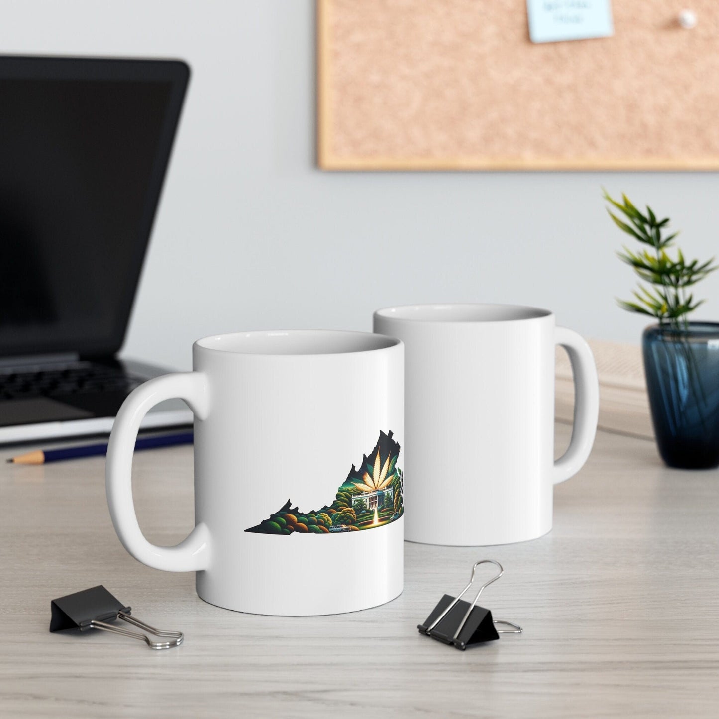 VIRGINIA Weed Mug - State Themed Coffee Mugs, Marijuana Graphic - Perfect Gift for Smokers, Weed Lovers, Stoners - Cannabis Decor