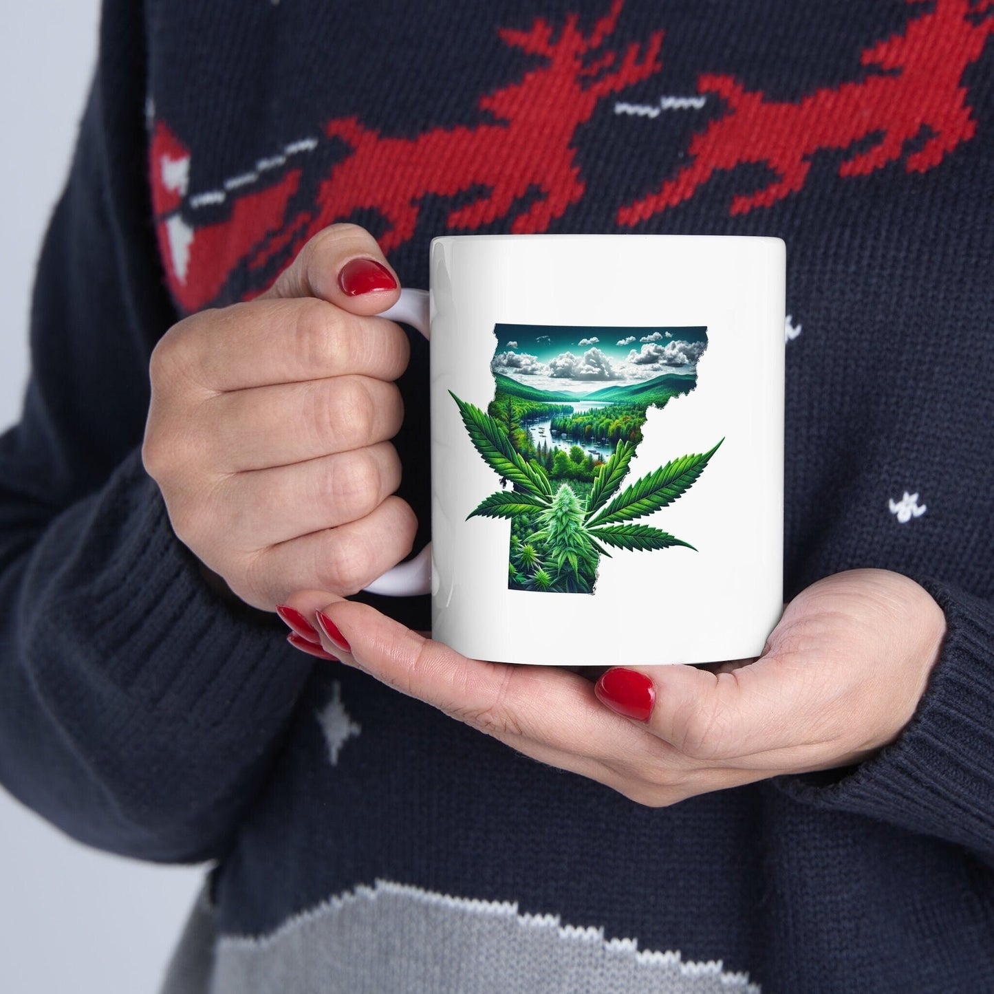 VERMONT Weed Mug - State Themed Coffee Mugs, Marijuana Graphic - Perfect Gift for Smokers, Weed Lovers, Stoners - Cannabis Decor