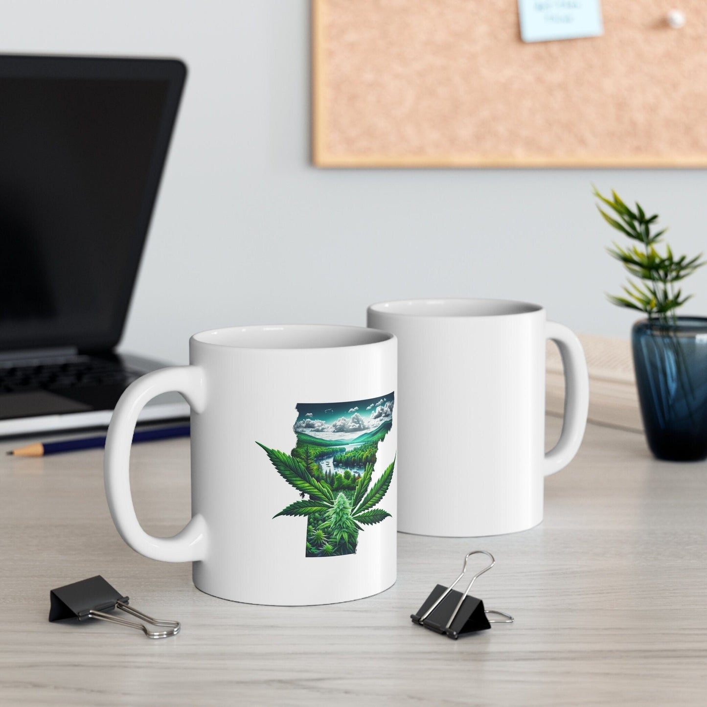 VERMONT Weed Mug - State Themed Coffee Mugs, Marijuana Graphic - Perfect Gift for Smokers, Weed Lovers, Stoners - Cannabis Decor