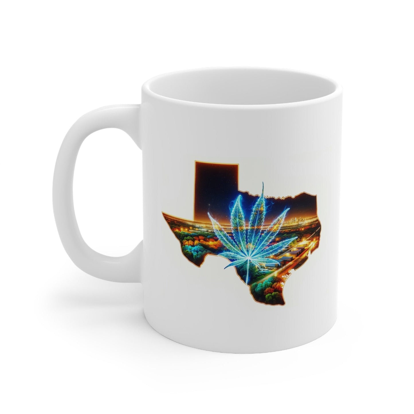 TEXAS Weed Mug - State Themed Coffee Mugs, Marijuana Graphic - Perfect Gift for Smokers, Weed Lovers, Stoners - Cannabis Decor