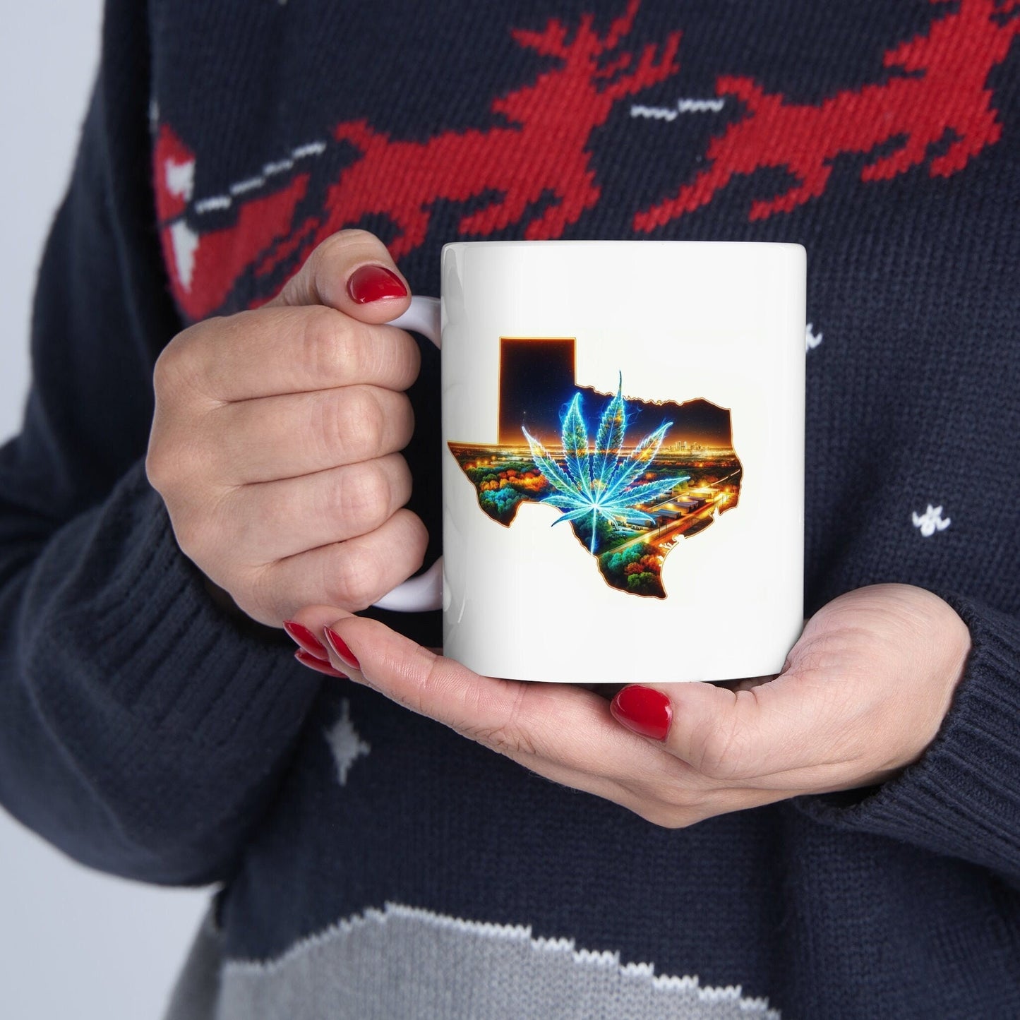 TEXAS Weed Mug - State Themed Coffee Mugs, Marijuana Graphic - Perfect Gift for Smokers, Weed Lovers, Stoners - Cannabis Decor
