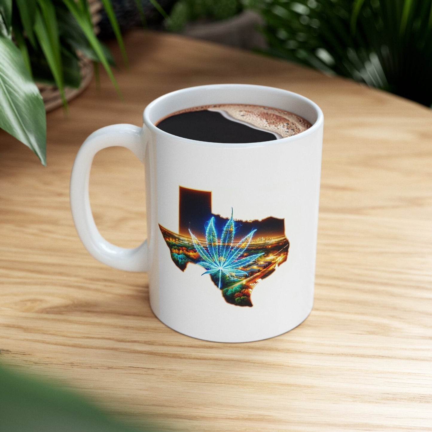 TEXAS Weed Mug - State Themed Coffee Mugs, Marijuana Graphic - Perfect Gift for Smokers, Weed Lovers, Stoners - Cannabis Decor