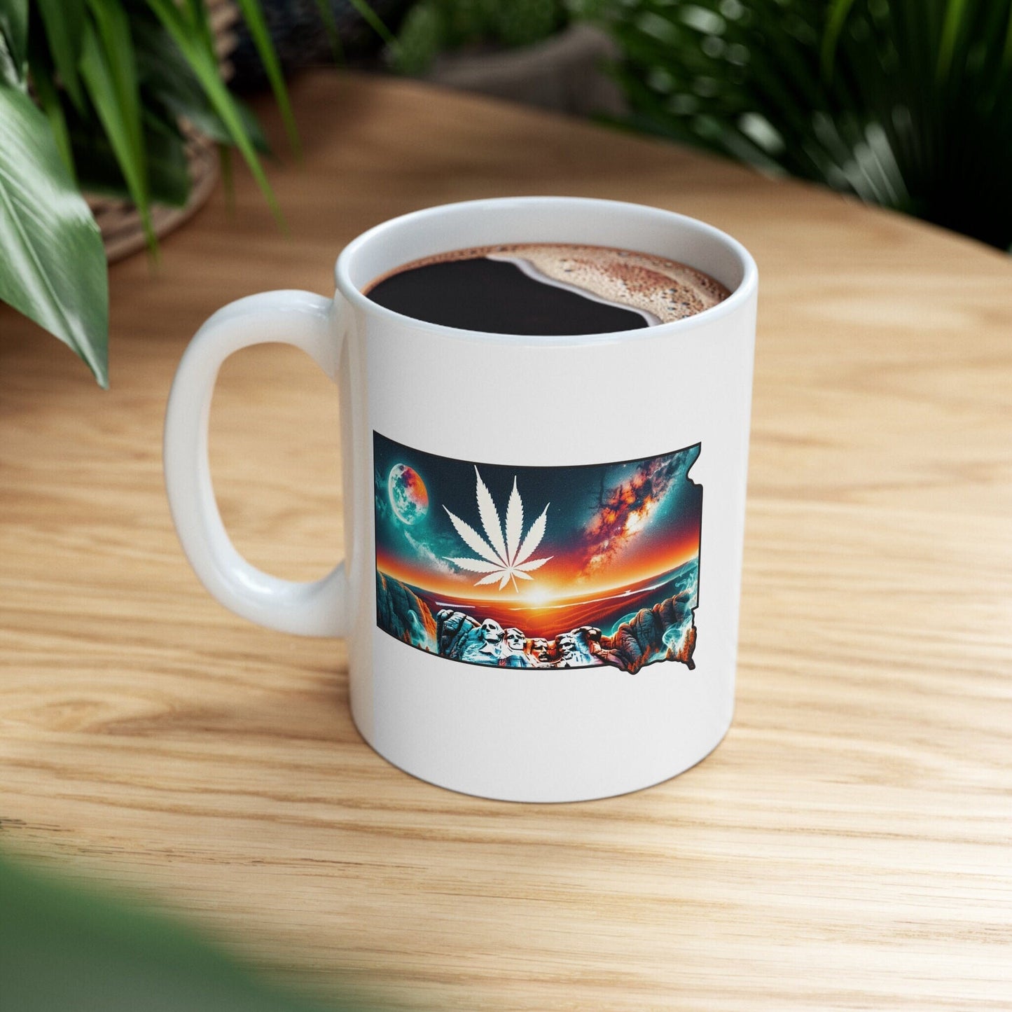 SOUTH DAKOTA Weed Mug - State Themed Coffee Mugs, Marijuana Graphic - Perfect Gift for Smokers, Weed Lovers, Stoners - Cannabis Decor