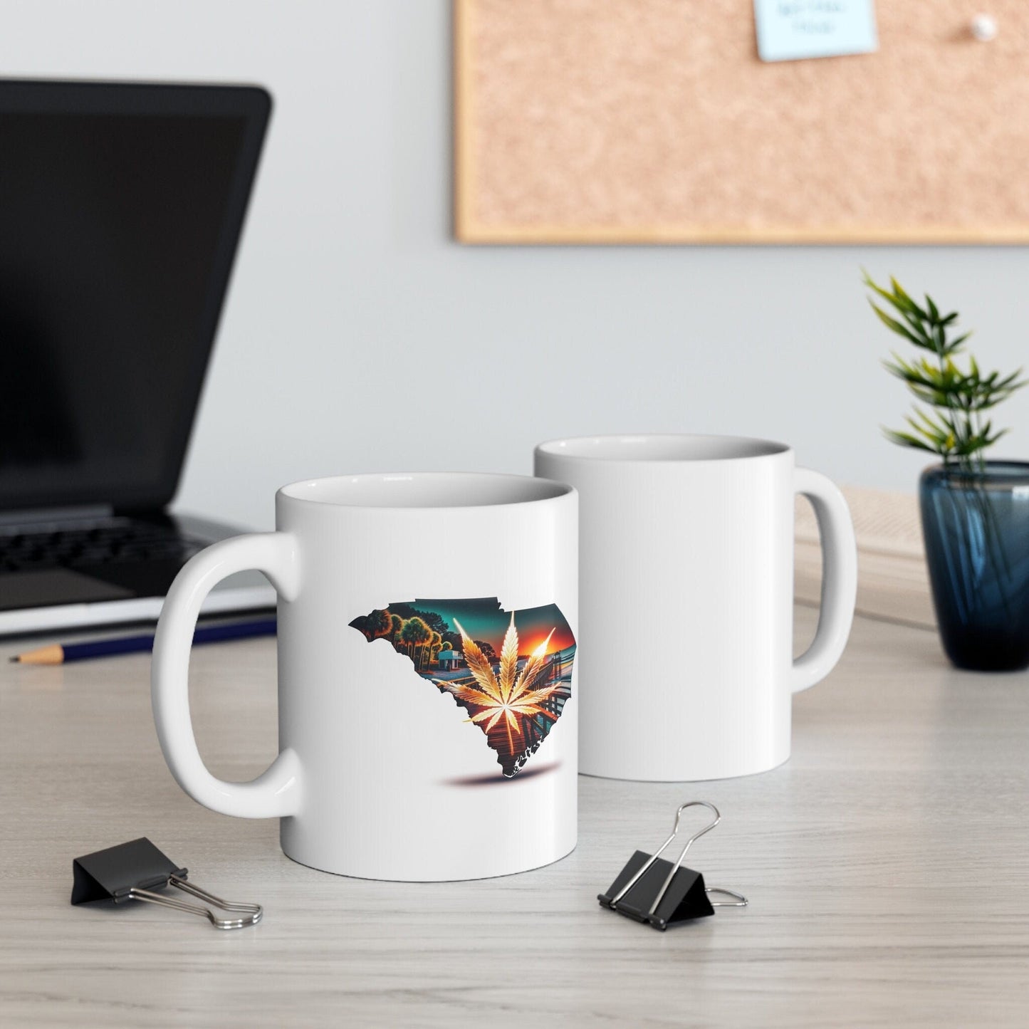 SOUTH CAROLINA Weed Mug - State Themed Coffee Mugs, Marijuana Graphic - Perfect Gift for Smokers, Weed Lovers, Stoners - Cannabis Decor