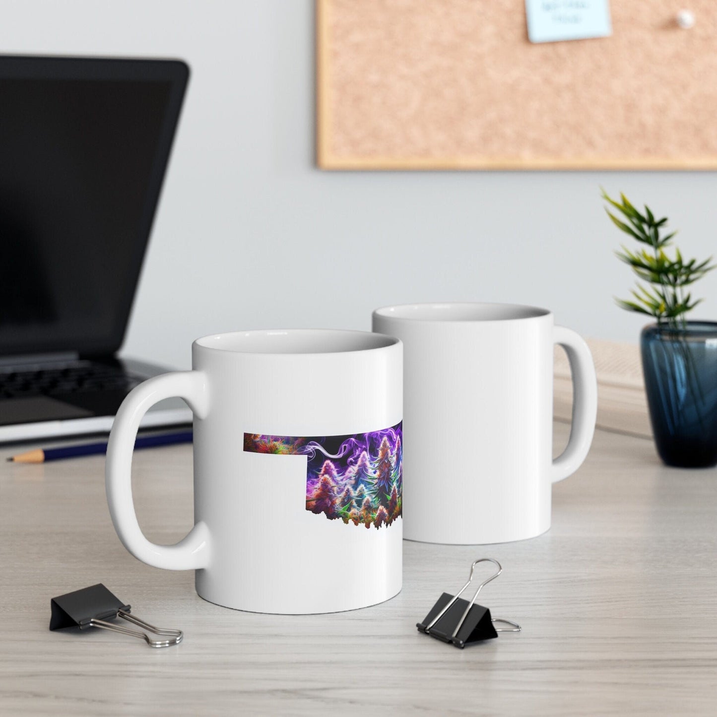 OKLAHOMA Weed Mug - State Themed Coffee Mugs, Marijuana Graphic - Perfect Gift for Smokers, Weed Lovers, Stoners - Cannabis Decor