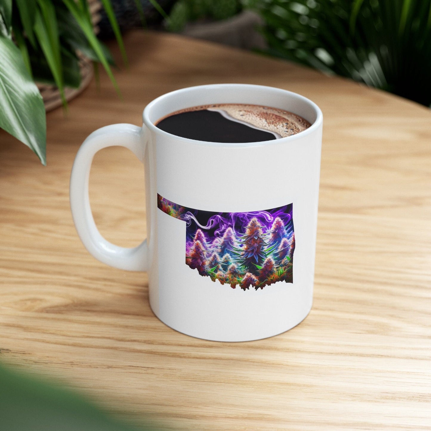 OKLAHOMA Weed Mug - State Themed Coffee Mugs, Marijuana Graphic - Perfect Gift for Smokers, Weed Lovers, Stoners - Cannabis Decor