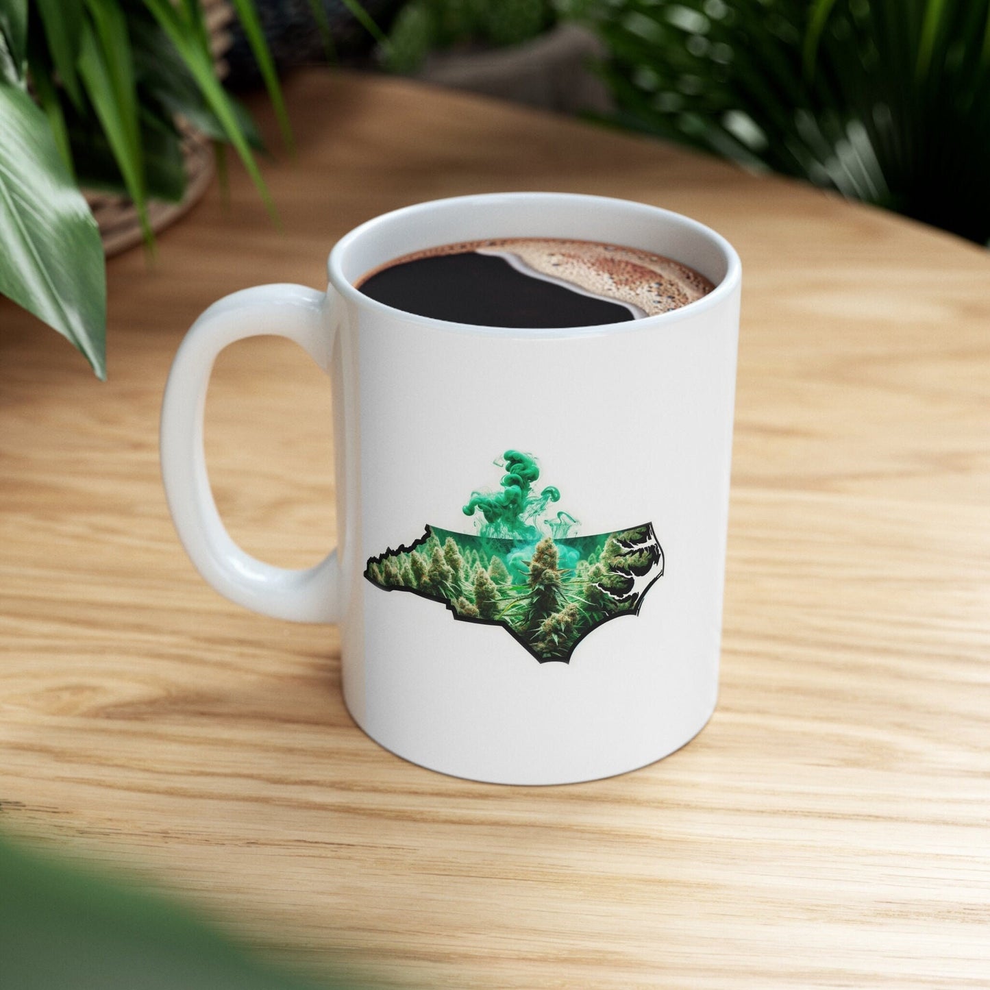 NORTH CAROLINA Weed Mug - State Themed Coffee Mugs, Marijuana Graphic - Perfect Gift for Smokers, Weed Lovers, Stoners - Cannabis Decor