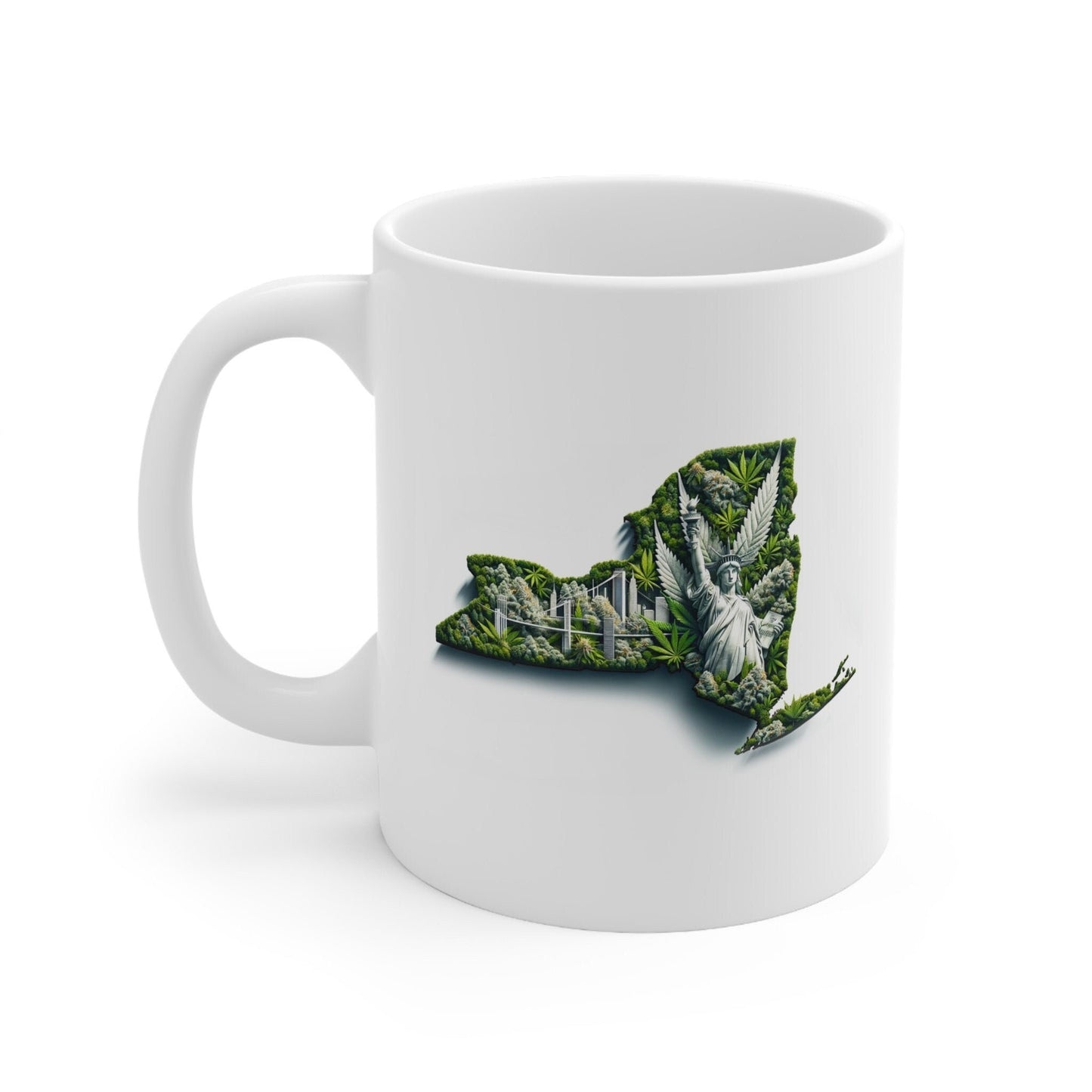 NEW YORK Weed Mug - State Themed Coffee Mugs, Marijuana Graphic - Perfect Gift for Smokers, Weed Lovers, Stoners - Cannabis Decor