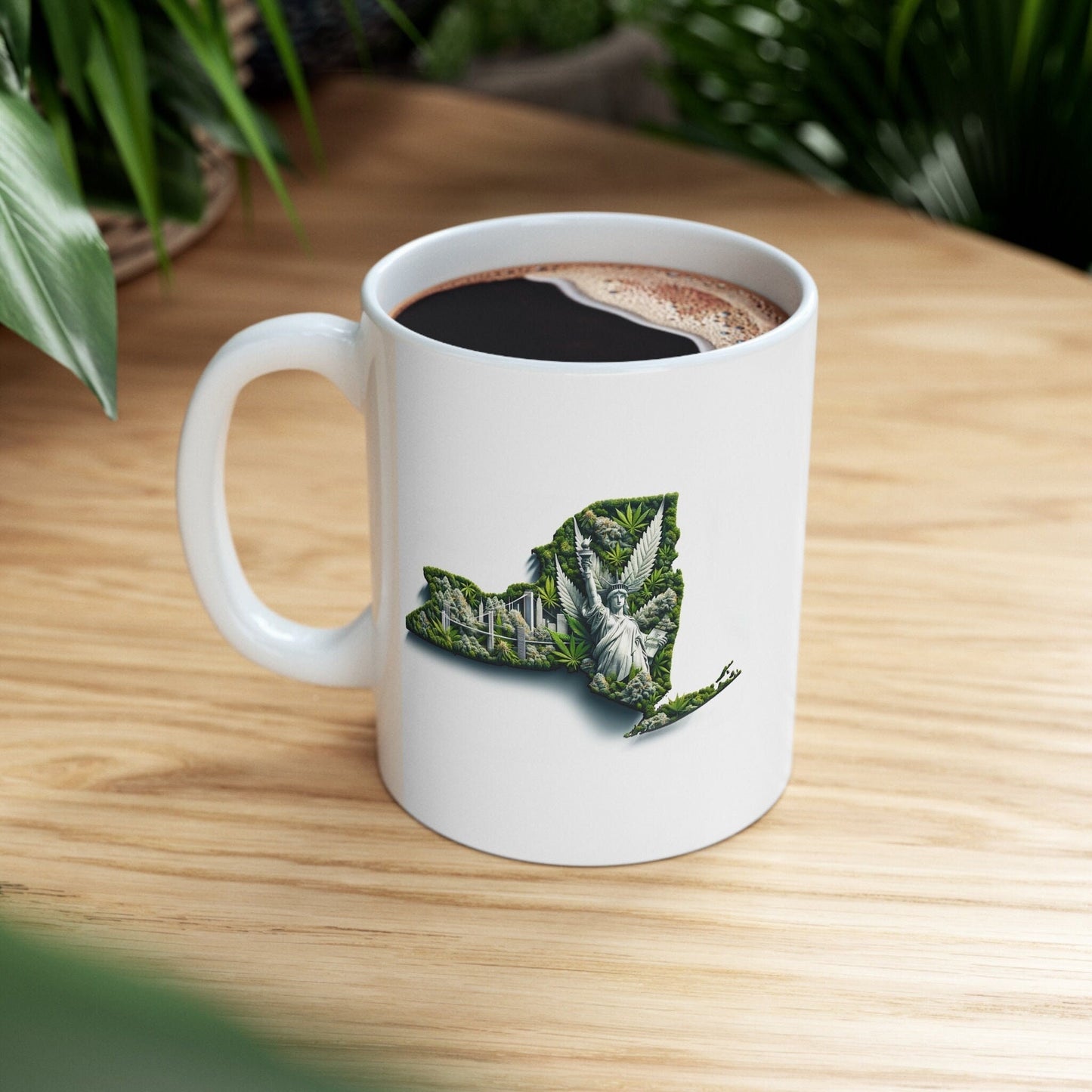 NEW YORK Weed Mug - State Themed Coffee Mugs, Marijuana Graphic - Perfect Gift for Smokers, Weed Lovers, Stoners - Cannabis Decor