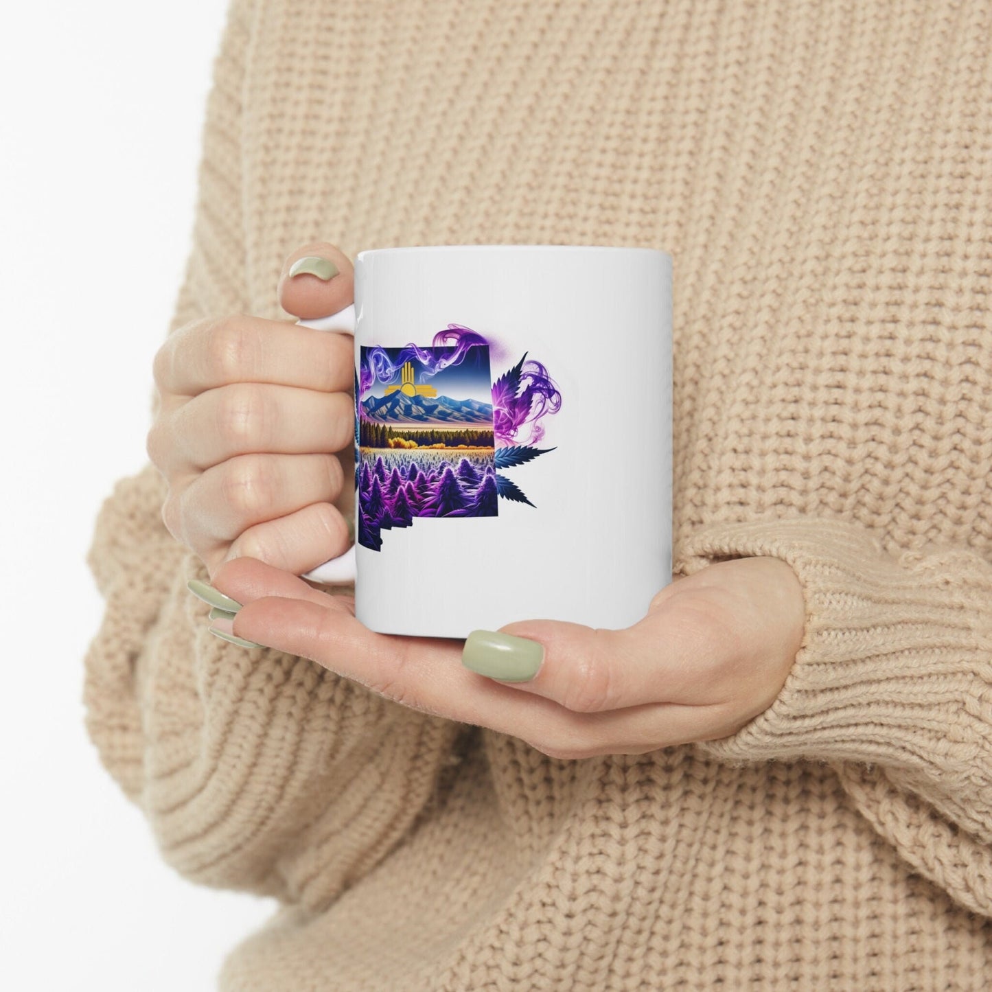 NEW MEXICO Weed Mug - State Themed Coffee Mugs, Marijuana Graphic - Perfect Gift for Smokers, Weed Lovers, Stoners - Cannabis Decor