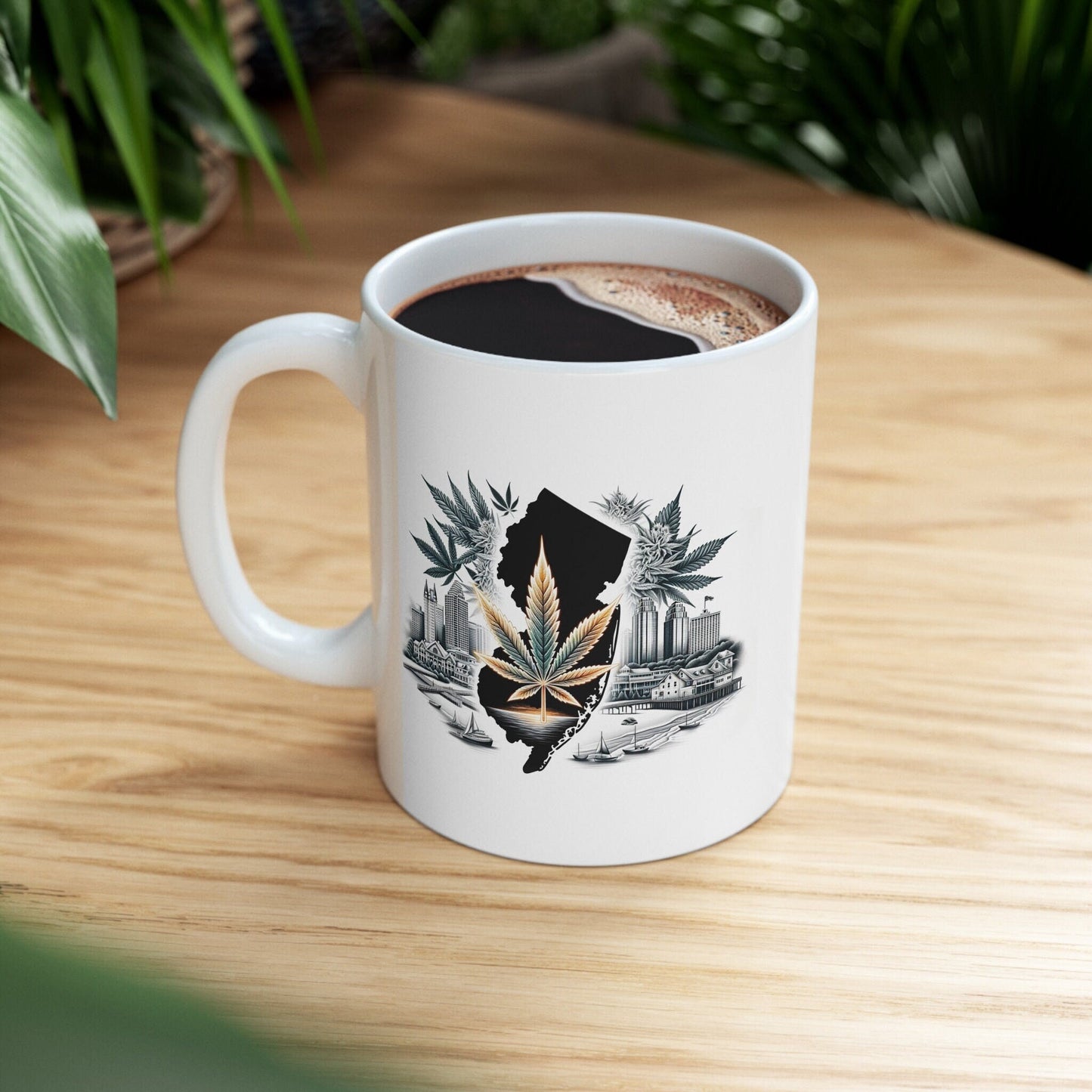 NEW JERSEY Weed Mug - State Themed Coffee Mugs, Marijuana Graphic - Perfect Gift for Smokers, Weed Lovers, Stoners - Cannabis Decor