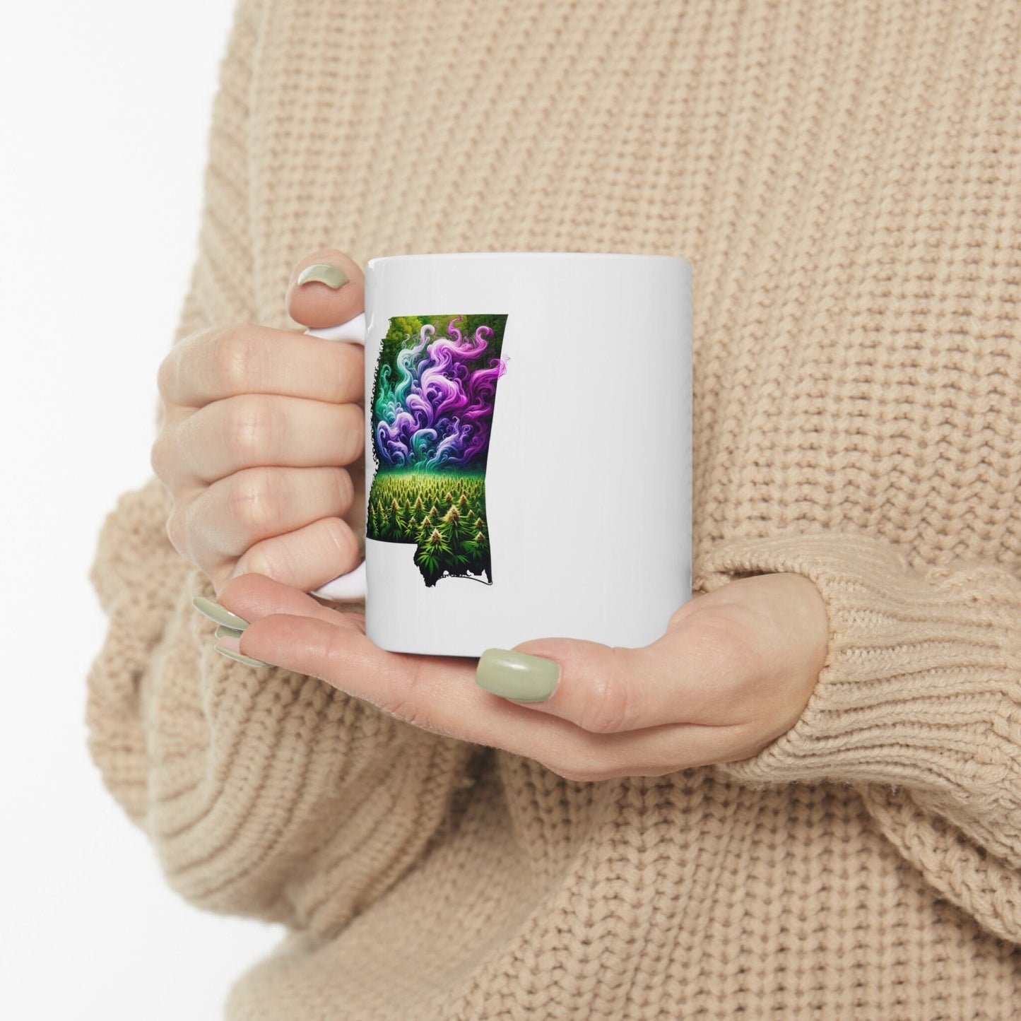 MISSISSIPPI Weed Mug - State Themed Coffee Mugs, Marijuana Graphic - Perfect Gift for Smokers, Weed Lovers, Stoners - Cannabis Decor
