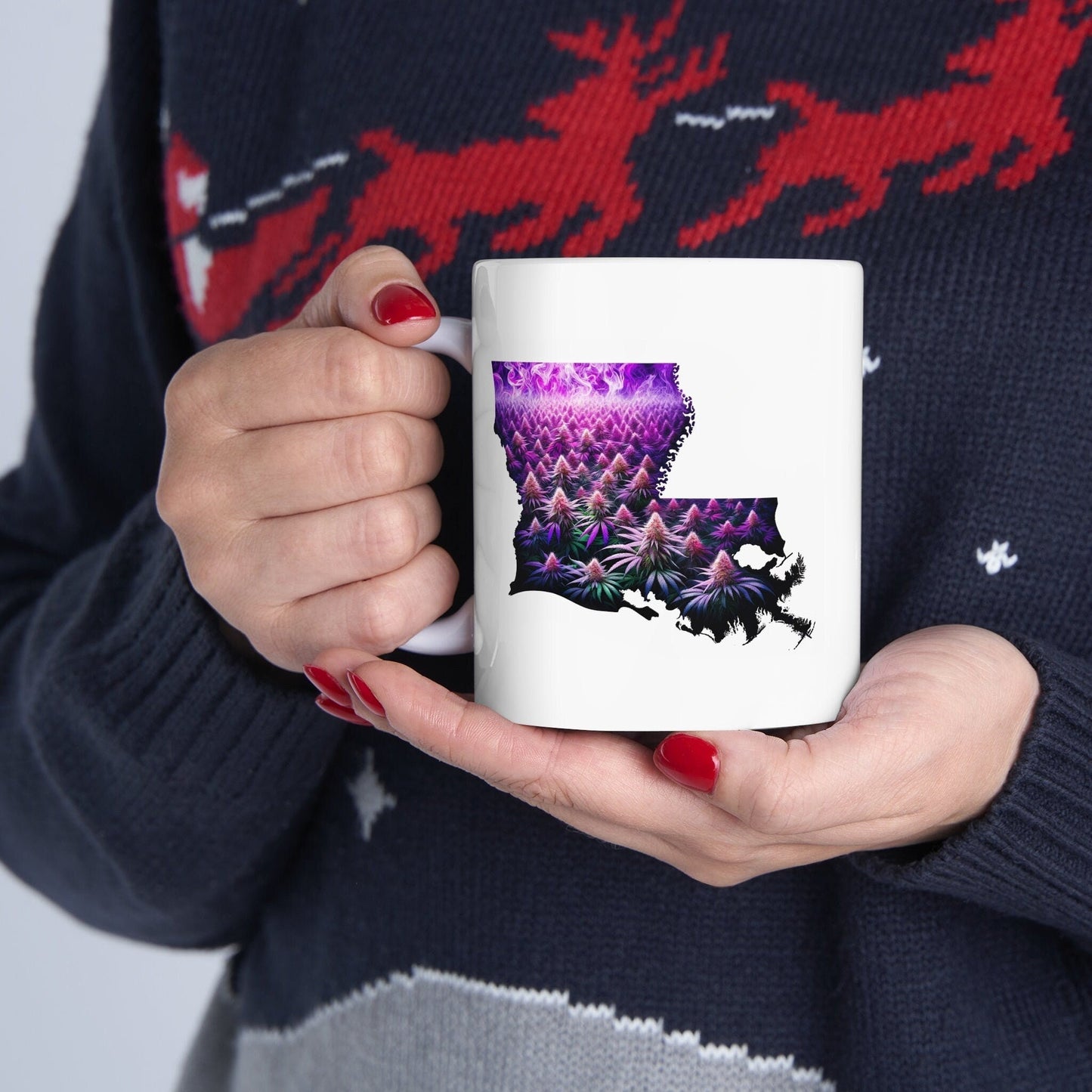 LOUISIANA Weed Mug - State Themed Coffee Mugs, Marijuana Graphic - Perfect Gift for Smokers, Weed Lovers, Stoners - Cannabis Decor