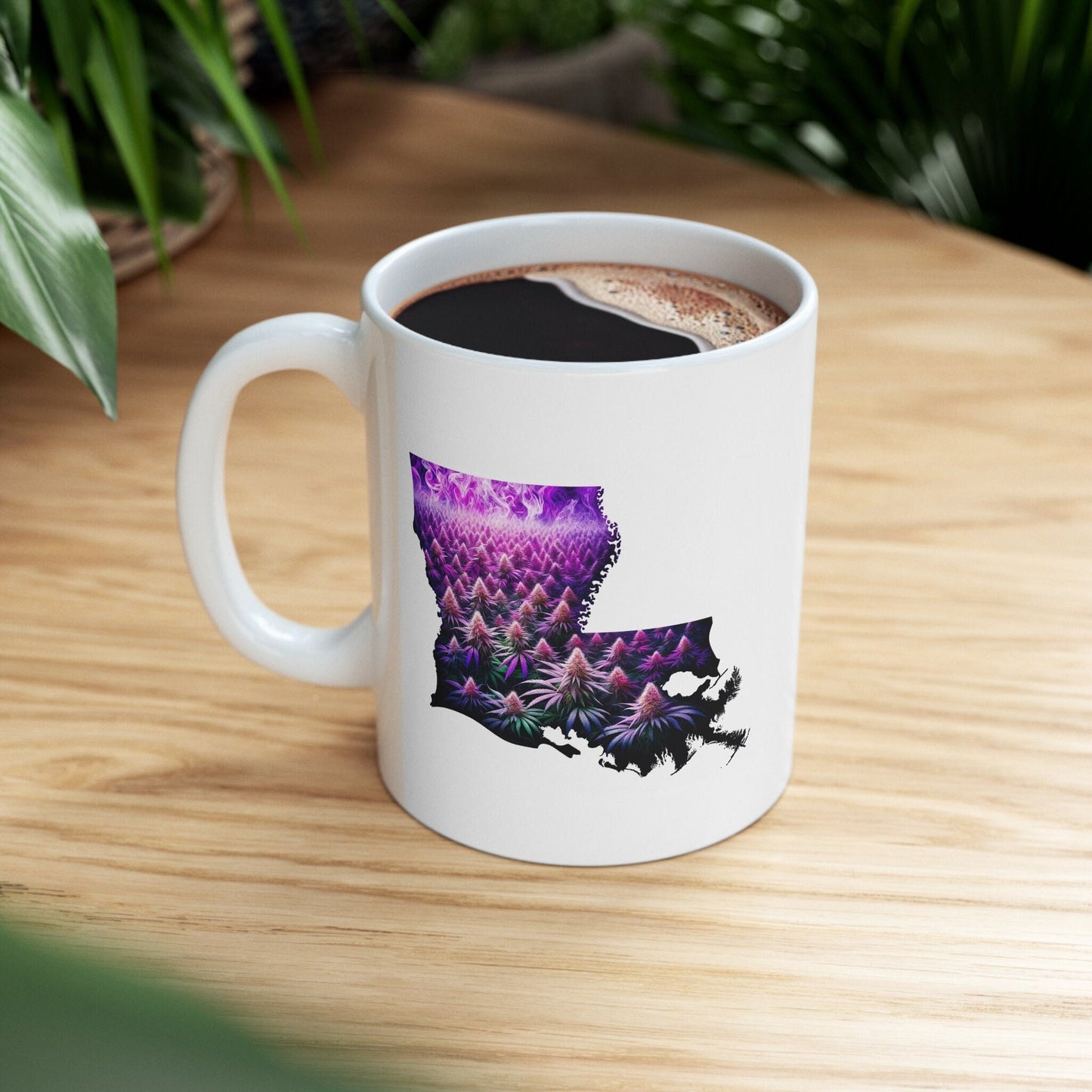 LOUISIANA Weed Mug - State Themed Coffee Mugs, Marijuana Graphic - Perfect Gift for Smokers, Weed Lovers, Stoners - Cannabis Decor