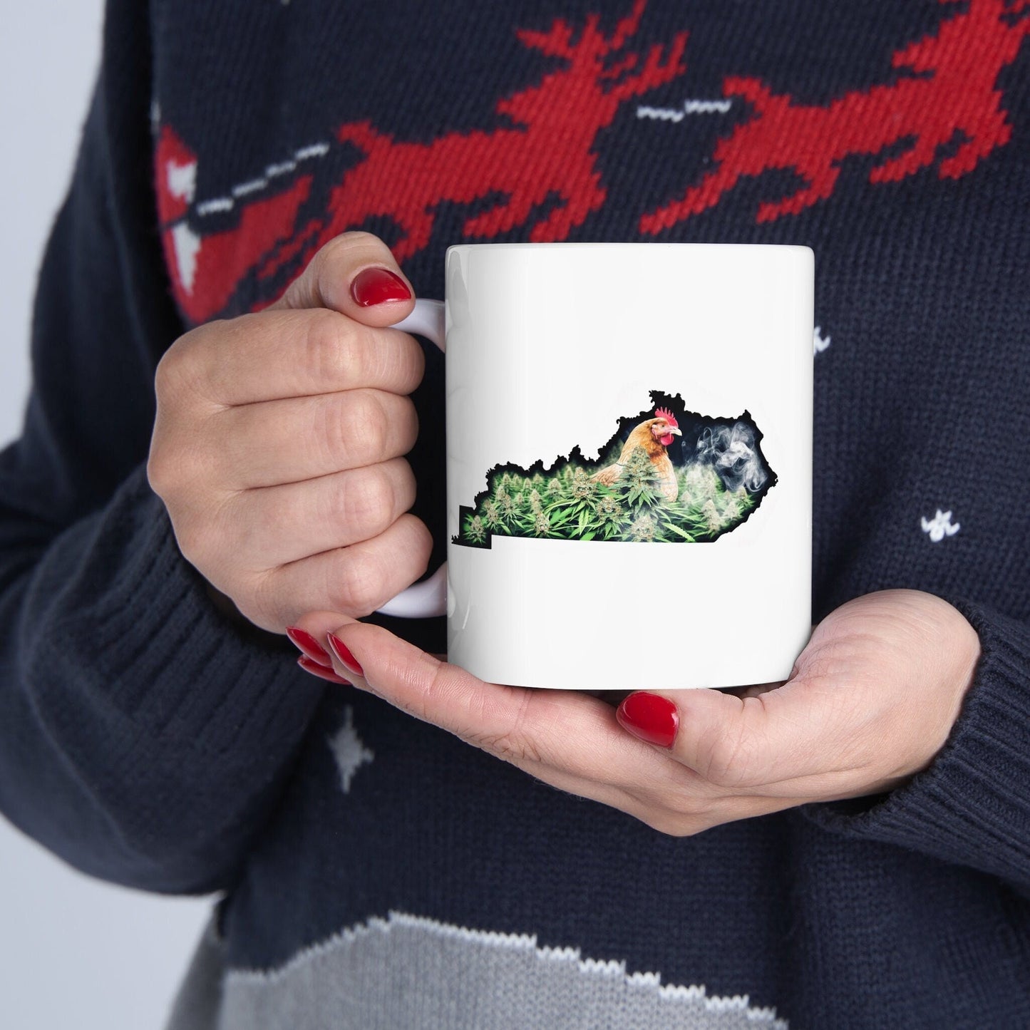 KENTUCKY Weed Mug - State Themed Coffee Mugs, Marijuana Graphic - Perfect Gift for Smokers, Weed Lovers, Stoners - Cannabis Decor