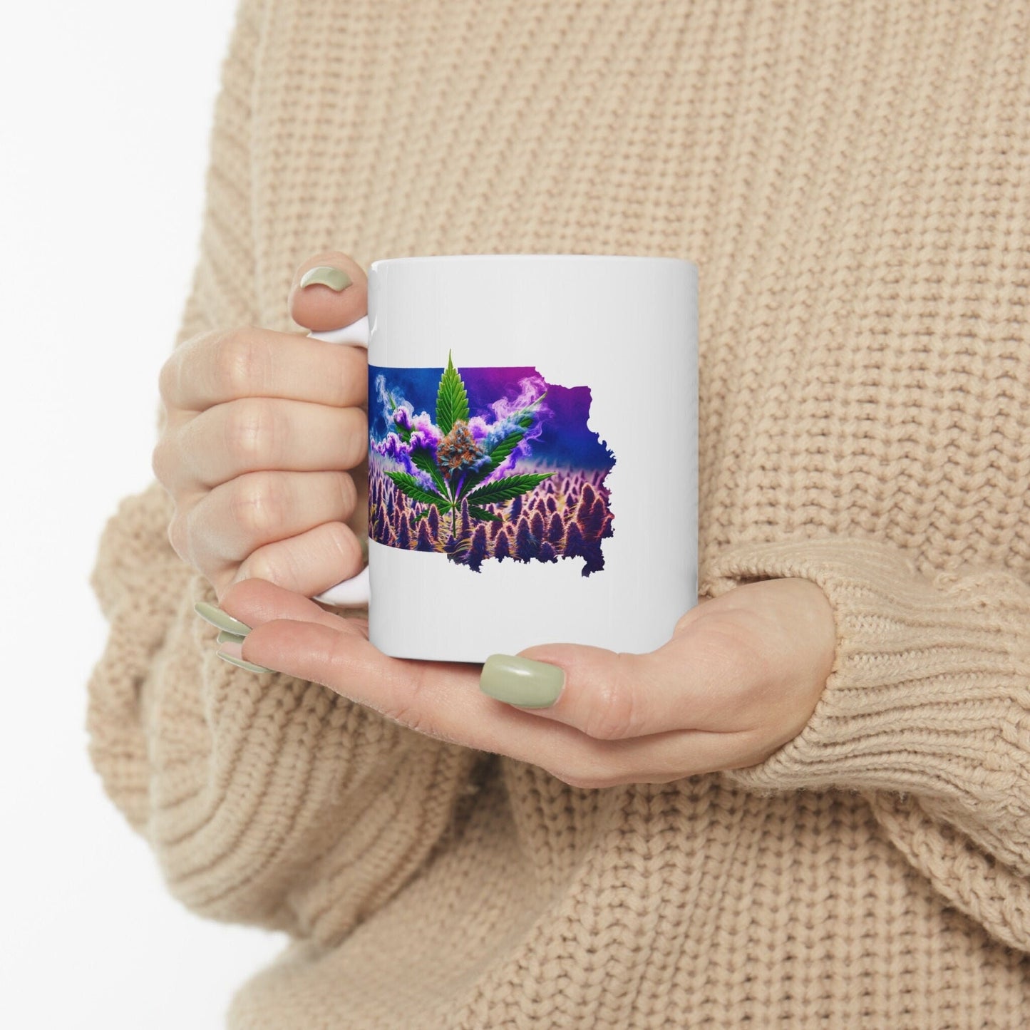 KANSAS Weed Mug - State Themed Coffee Mugs, Marijuana Graphic - Perfect Gift for Smokers, Weed Lovers, Stoners - Cannabis Decor