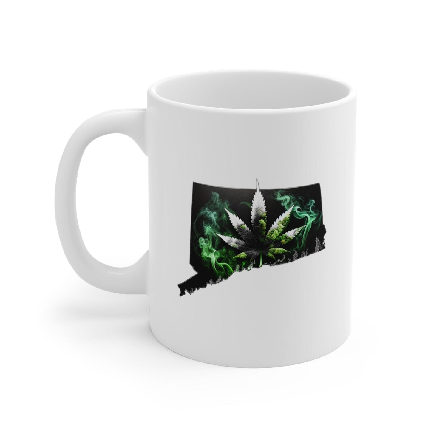 CONNECTICUT Weed Mug - State Themed Coffee Mugs, Marijuana Graphic - Perfect Gift for Smokers, Weed Lovers, Stoners - Cannabis Decor