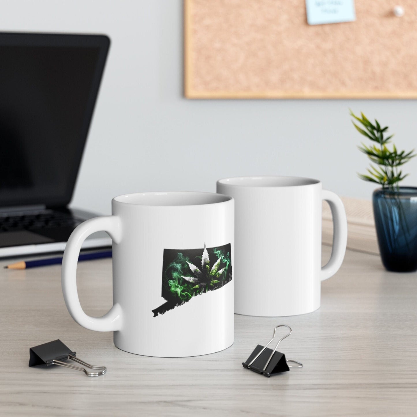 CONNECTICUT Weed Mug - State Themed Coffee Mugs, Marijuana Graphic - Perfect Gift for Smokers, Weed Lovers, Stoners - Cannabis Decor