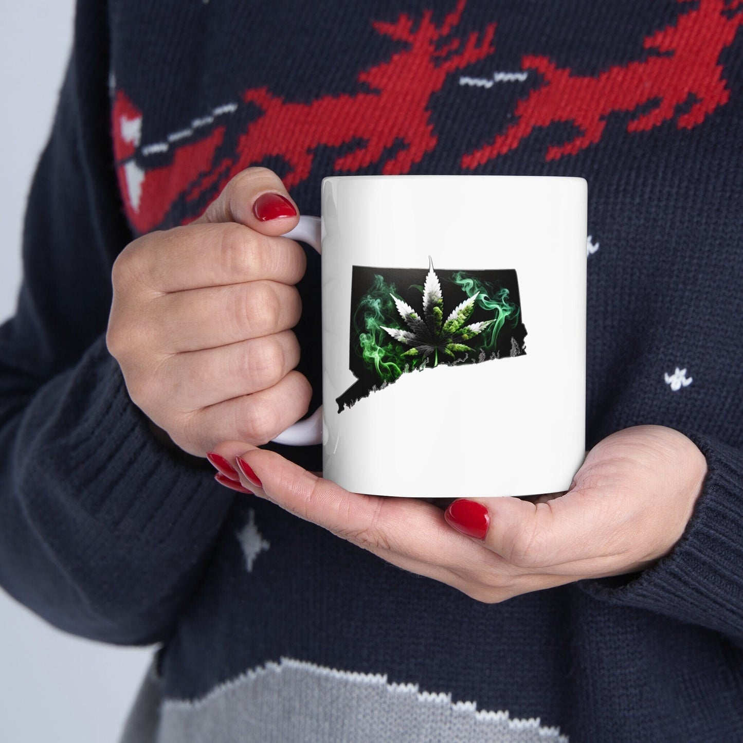 CONNECTICUT Weed Mug - State Themed Coffee Mugs, Marijuana Graphic - Perfect Gift for Smokers, Weed Lovers, Stoners - Cannabis Decor