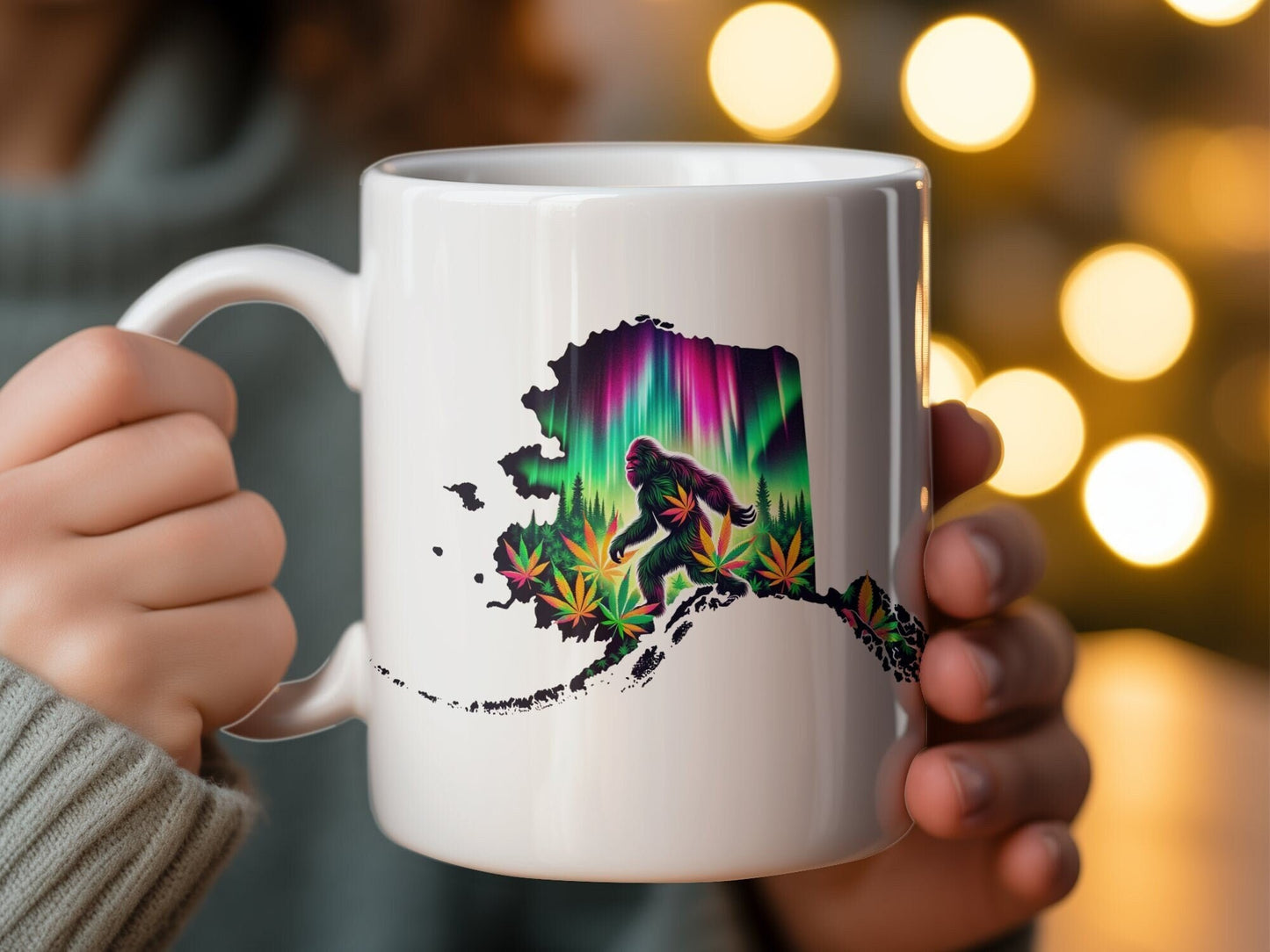 ALASKA Weed Mug - State Themed Coffee Mugs, Marijuana Graphic - Perfect Gift for Smokers, Weed Lovers, Stoners - Cannabis Decor